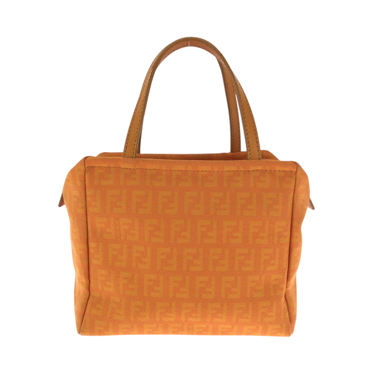 FENDI Handbag canvas Orange SilverMetal Handbag accessory pouch Zucchino Women Used