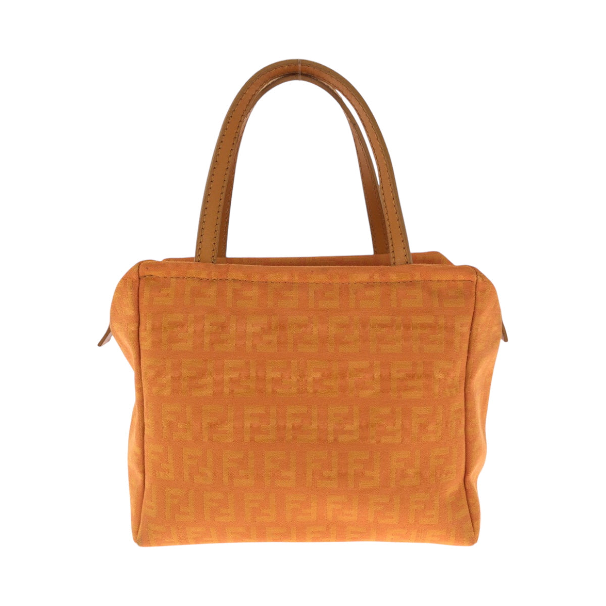 FENDI Handbag canvas Orange SilverMetal Handbag accessory pouch Zucchino Women Used