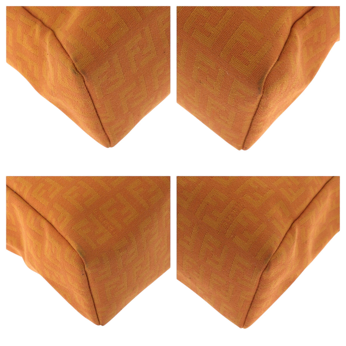 FENDI Handbag canvas Orange SilverMetal Handbag accessory pouch Zucchino Women Used