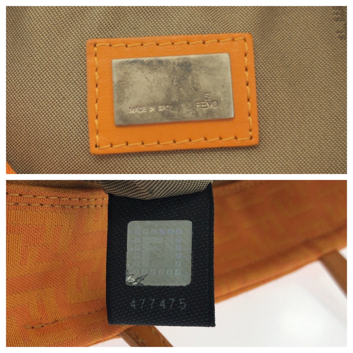 FENDI Handbag canvas Orange SilverMetal Handbag accessory pouch Zucchino Women Used