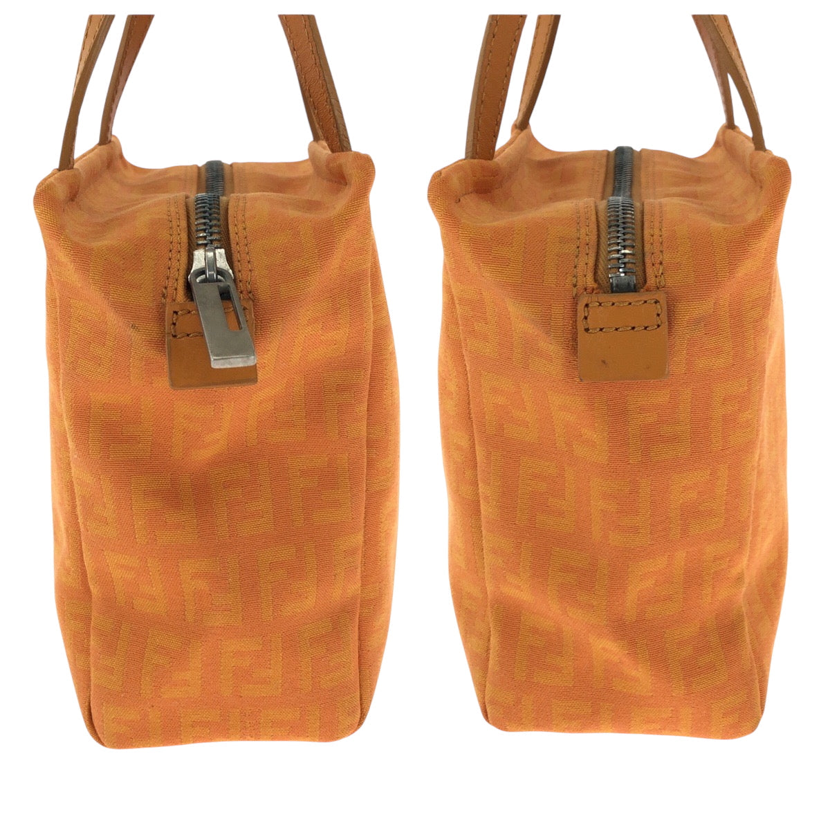 FENDI Handbag canvas Orange SilverMetal Handbag accessory pouch Zucchino Women Used