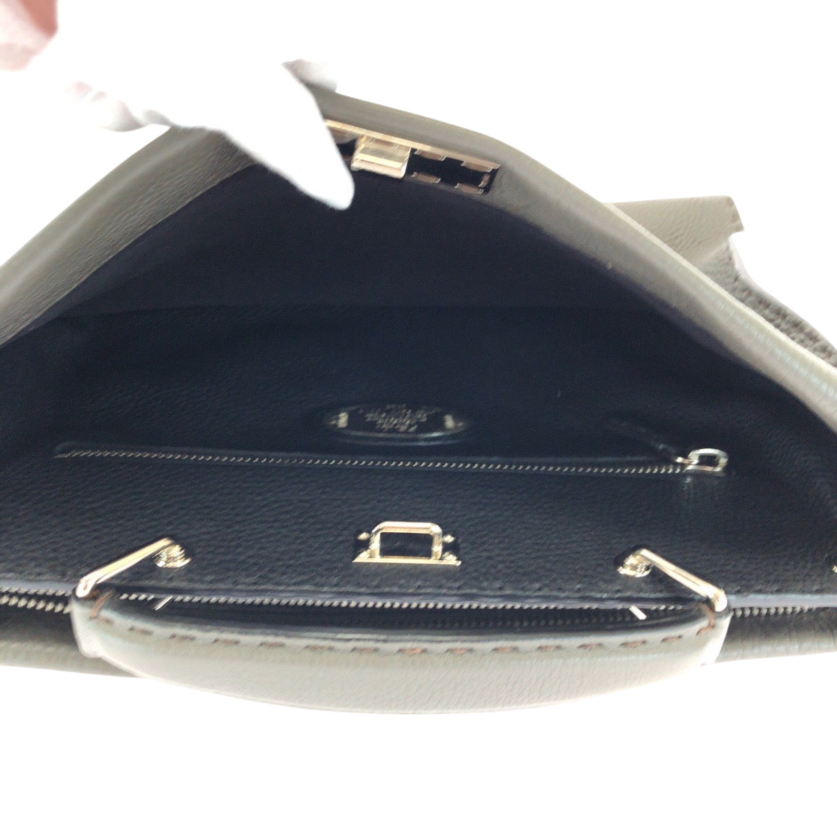 FENDI Shoulder Bag 7VA406 leather Gray Yellow SilverMetal Shoulder Bag Handbag 2way Celeria Peekaboo Fit mens Used