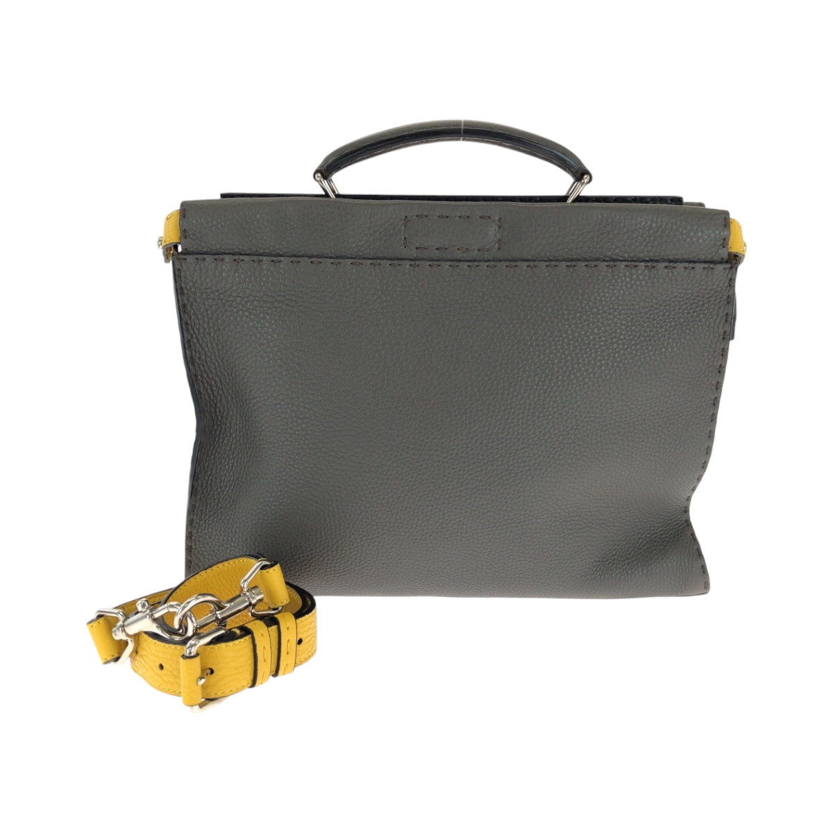 FENDI Shoulder Bag 7VA406 leather Gray Yellow SilverMetal Shoulder Bag Handbag 2way Celeria Peekaboo Fit mens Used
