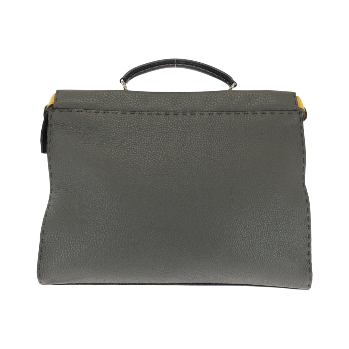FENDI Shoulder Bag 7VA406 leather Gray Yellow SilverMetal Shoulder Bag Handbag 2way Celeria Peekaboo Fit mens Used