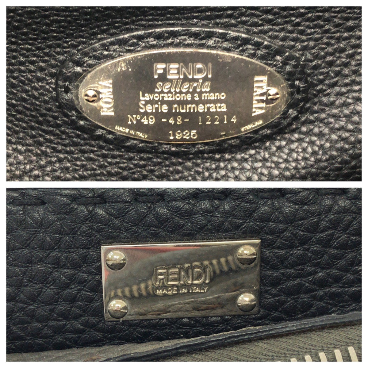 FENDI Shoulder Bag 7VA406 leather Gray Yellow SilverMetal Shoulder Bag Handbag 2way Celeria Peekaboo Fit mens Used