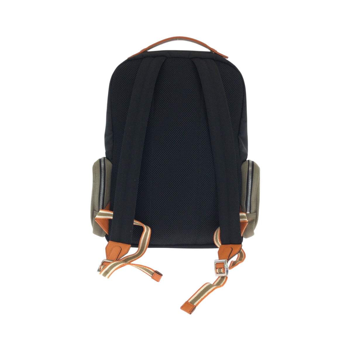 FENDI Backpack 7VZ048 Canvas, Nylon Black Orange Khaki SilverMetal Backpack Backpack Zucca Pattern mens Used