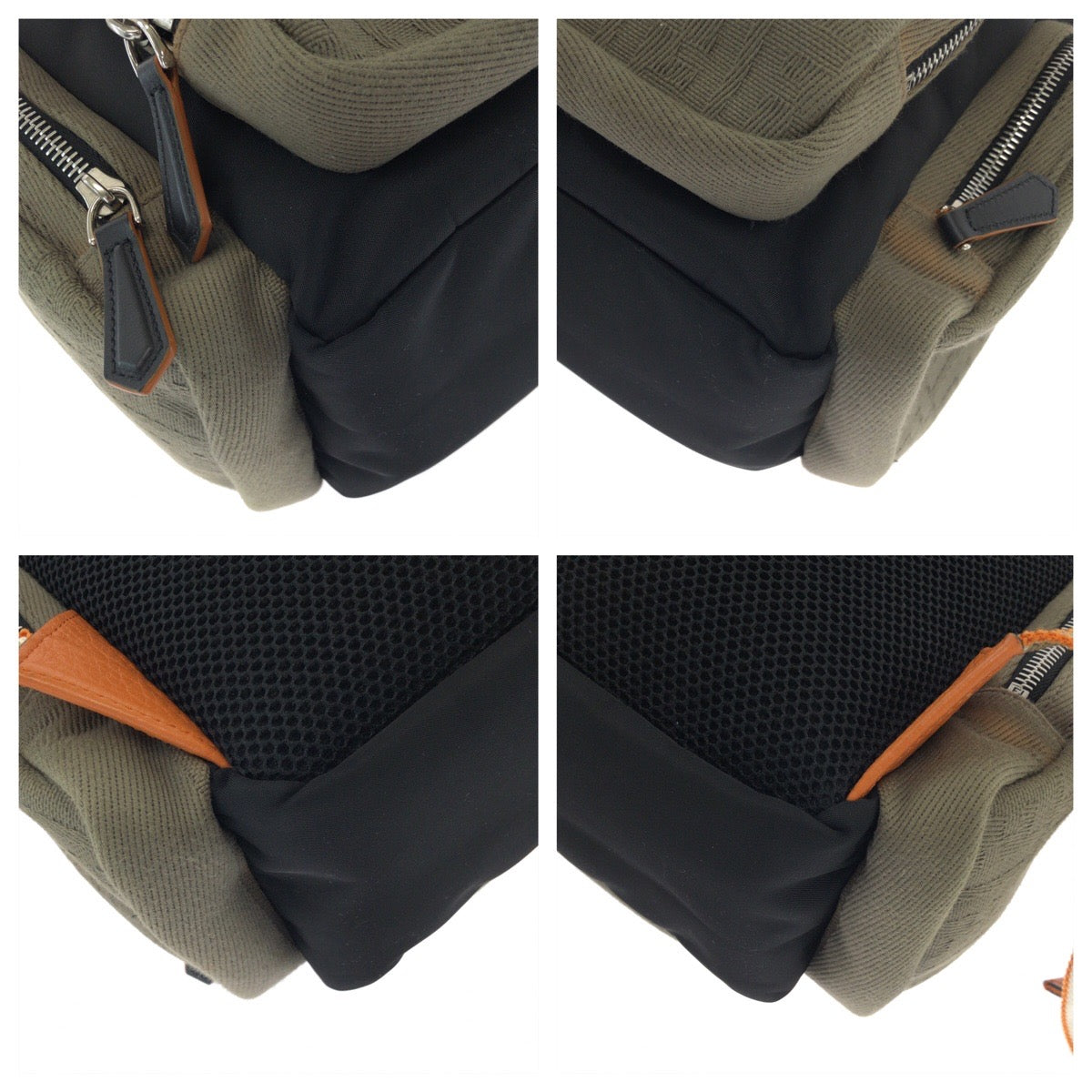 FENDI Backpack 7VZ048 Canvas, Nylon Black Orange Khaki SilverMetal Backpack Backpack Zucca Pattern mens Used