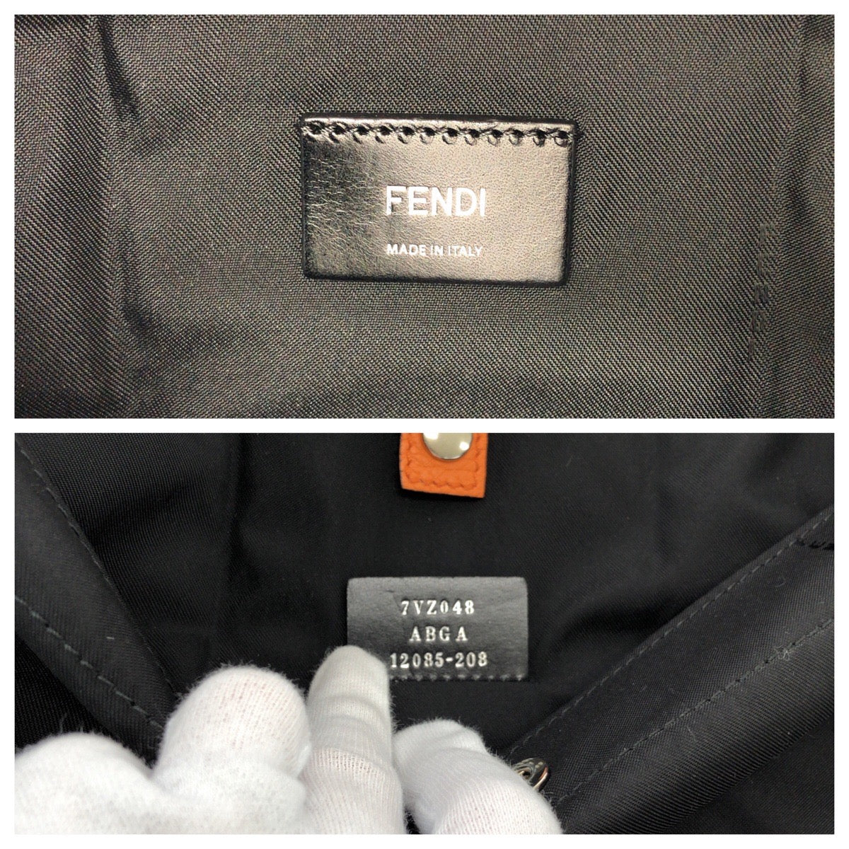 FENDI Backpack 7VZ048 Canvas, Nylon Black Orange Khaki SilverMetal Backpack Backpack Zucca Pattern mens Used