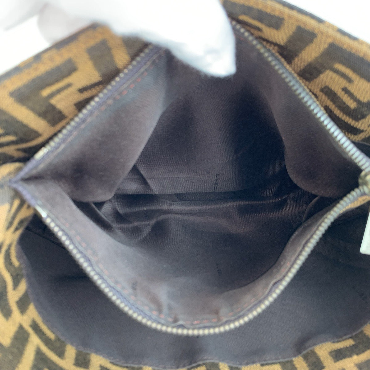 FENDI Tote Bag 8BH072 canvas Brown Silver Metal Zucca