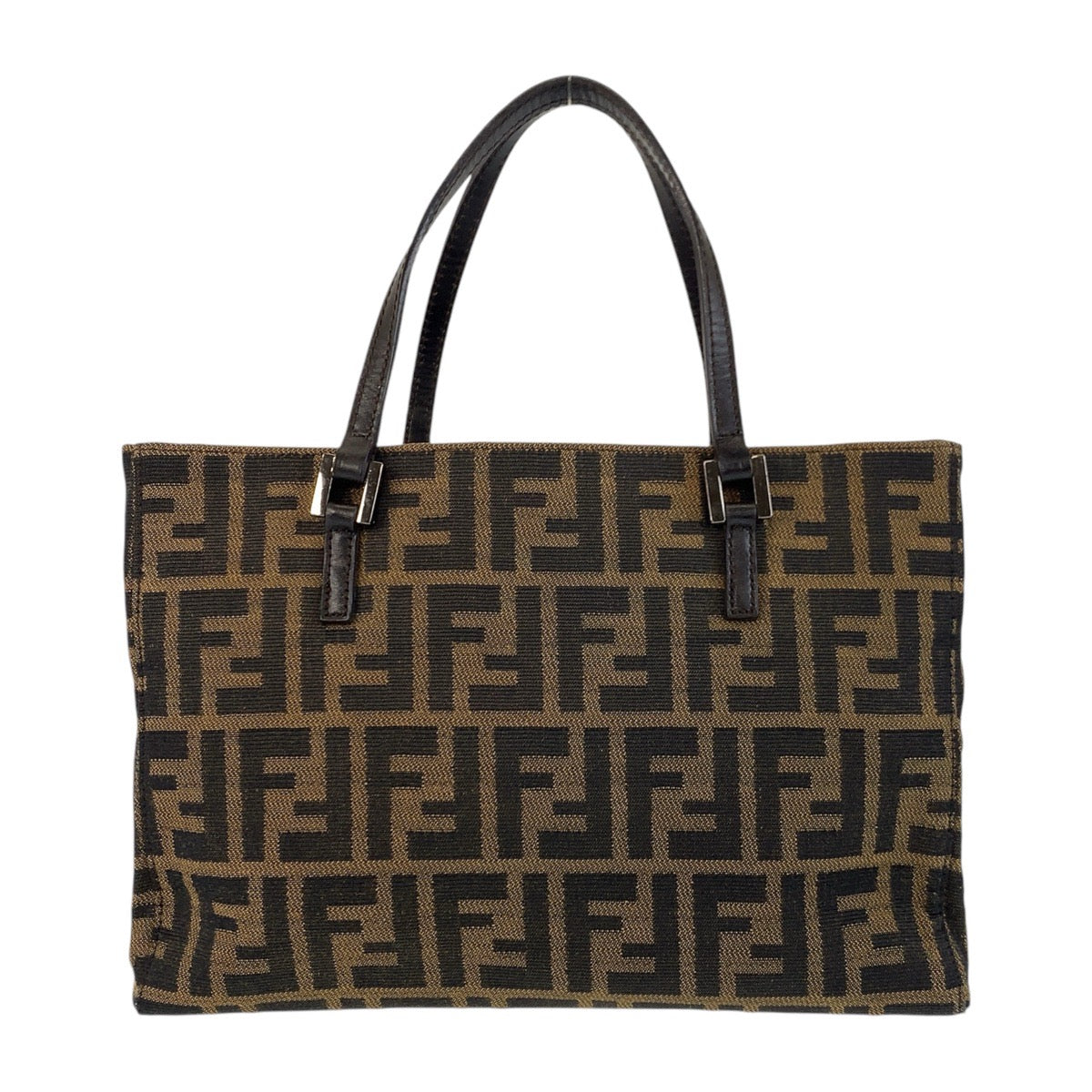 FENDI Tote Bag 8BH072 canvas Brown Silver Metal Zucca