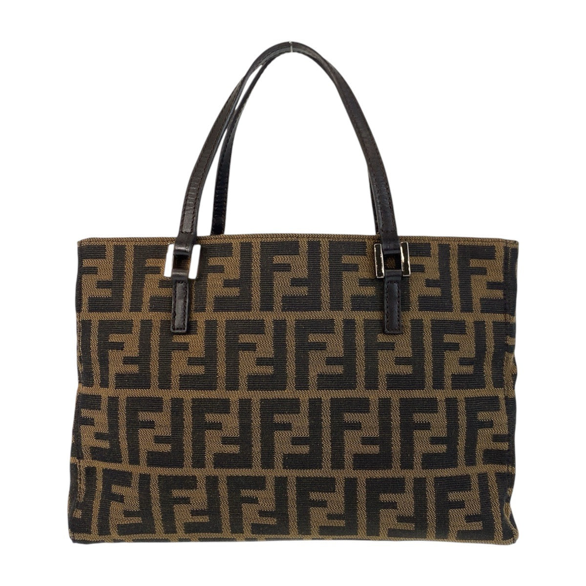 FENDI Tote Bag 8BH072 canvas Brown Silver Metal Zucca