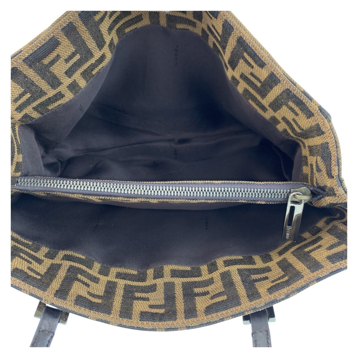 FENDI Tote Bag 8BH072 canvas Brown Silver Metal Zucca
