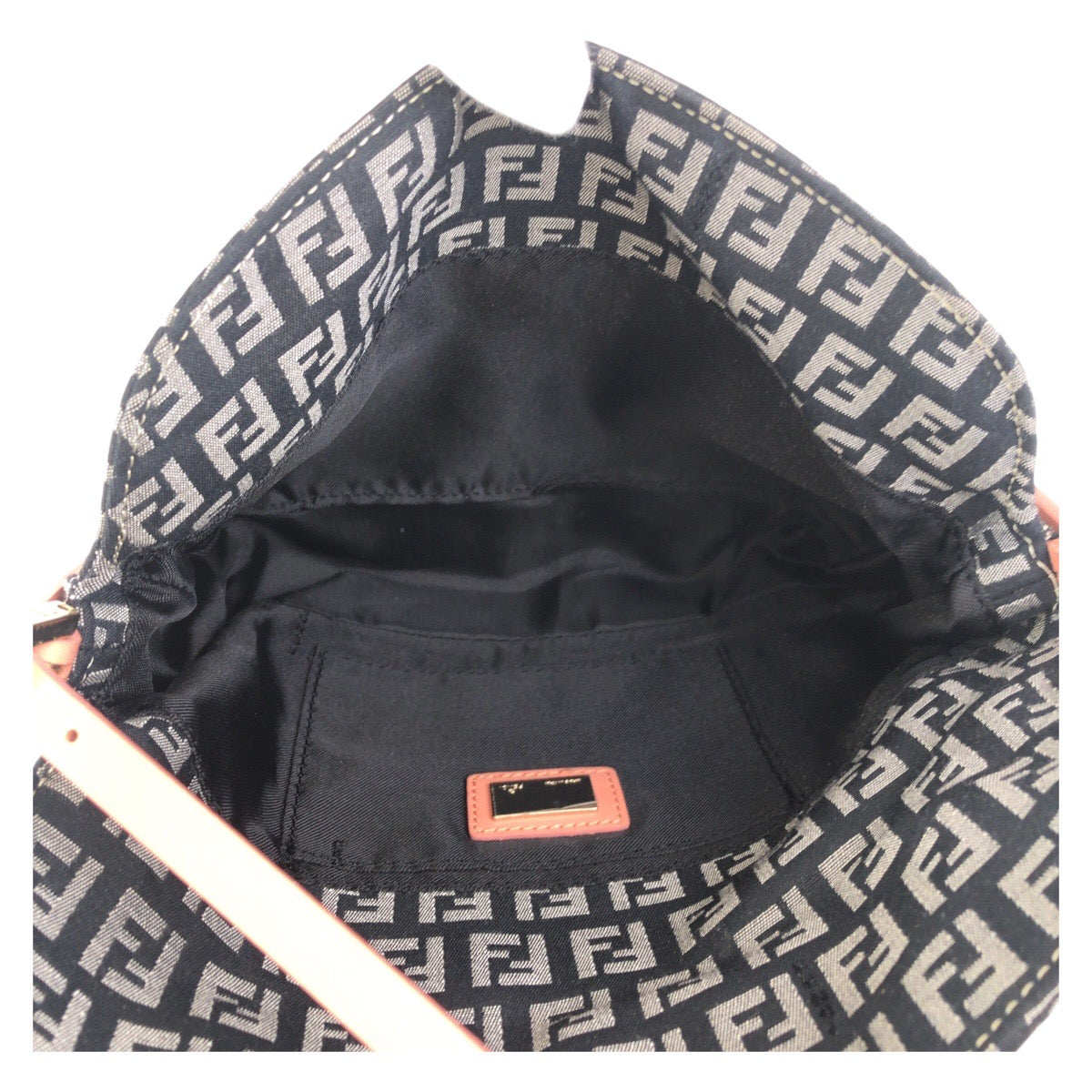 FENDI Shoulder Bag canvas Black Pink Gold Metal Zucchino