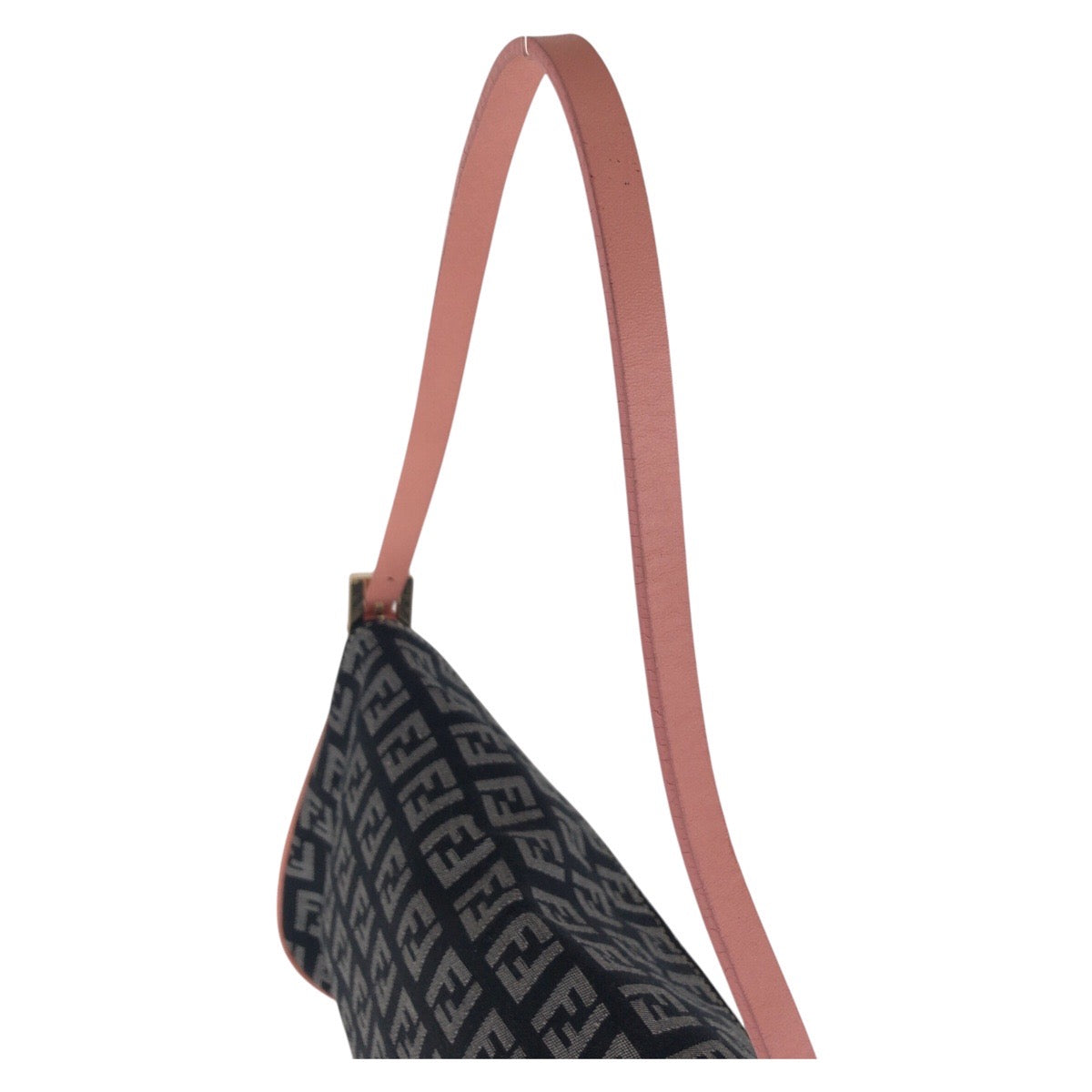 FENDI Shoulder Bag canvas Black Pink Gold Metal Zucchino