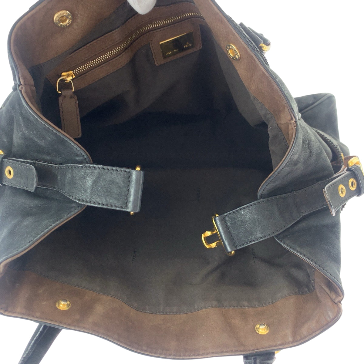 FENDI Tote Bag 2372 8BN162 Nubuck Black GoldMetal Tote Bag Shoulder Bag Etnico Punching studs Women Used