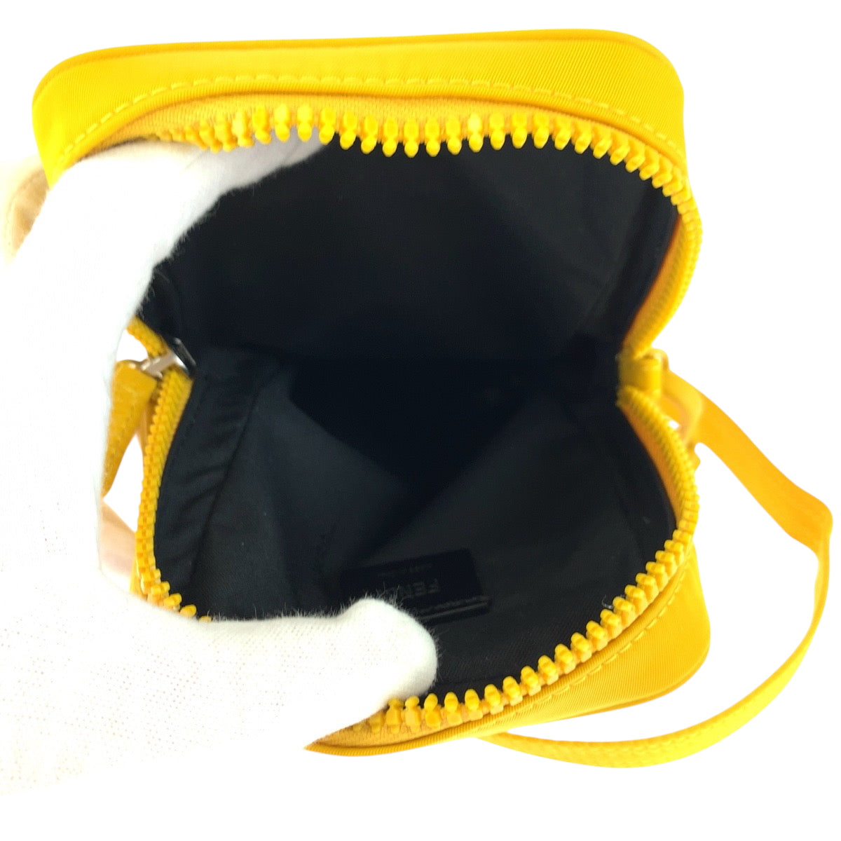 FENDI Shoulder Bag 7AS056 AG0P Nylon Yellow YellowMetal logo