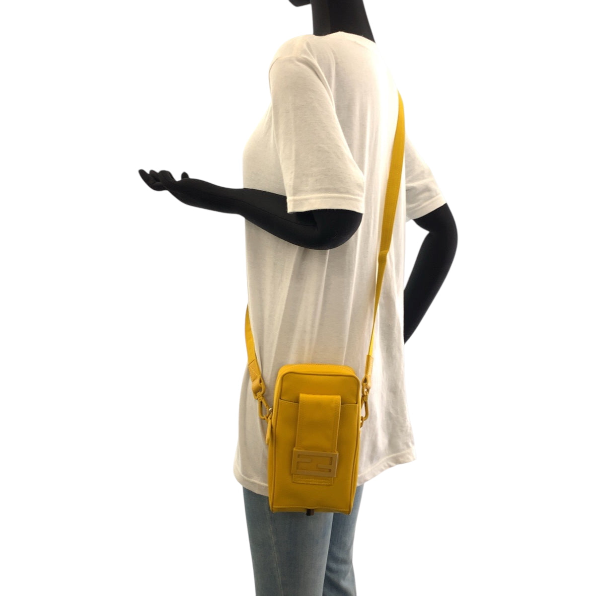 FENDI Shoulder Bag 7AS056 AG0P Nylon Yellow YellowMetal logo