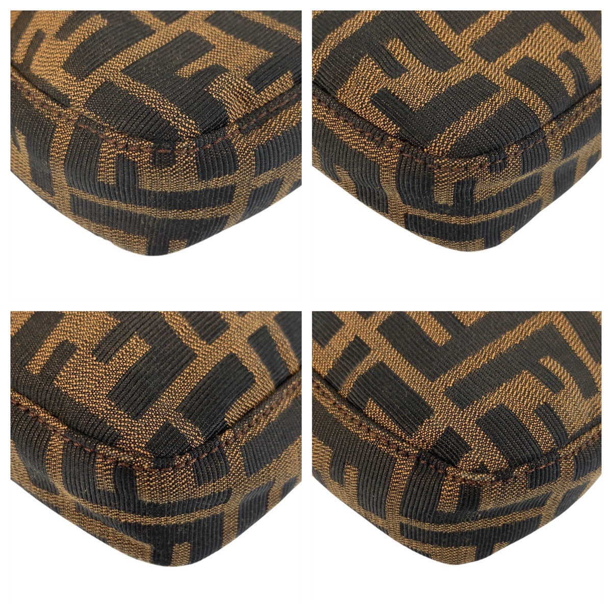 FENDI Shoulder Bag canvas Brown Silver Metal Zucca Mamma Bucket
