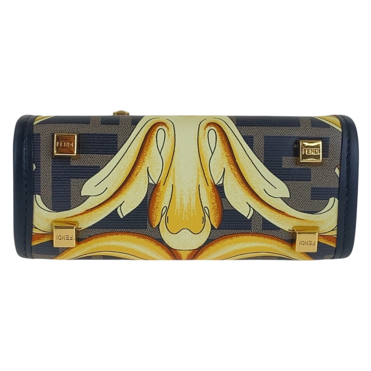 FENDI Shoulder Bag PVC Yellow Black Gold Metal Versace Fender Sunshine Shopper Small