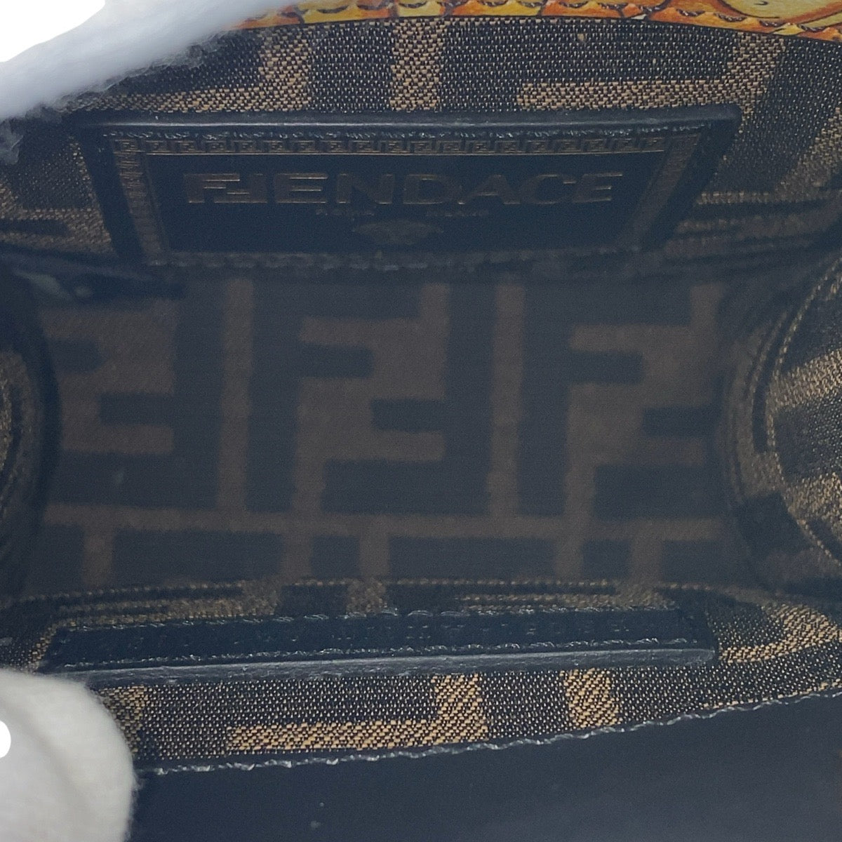 FENDI Shoulder Bag PVC Yellow Black Gold Metal Versace Fender Sunshine Shopper Small