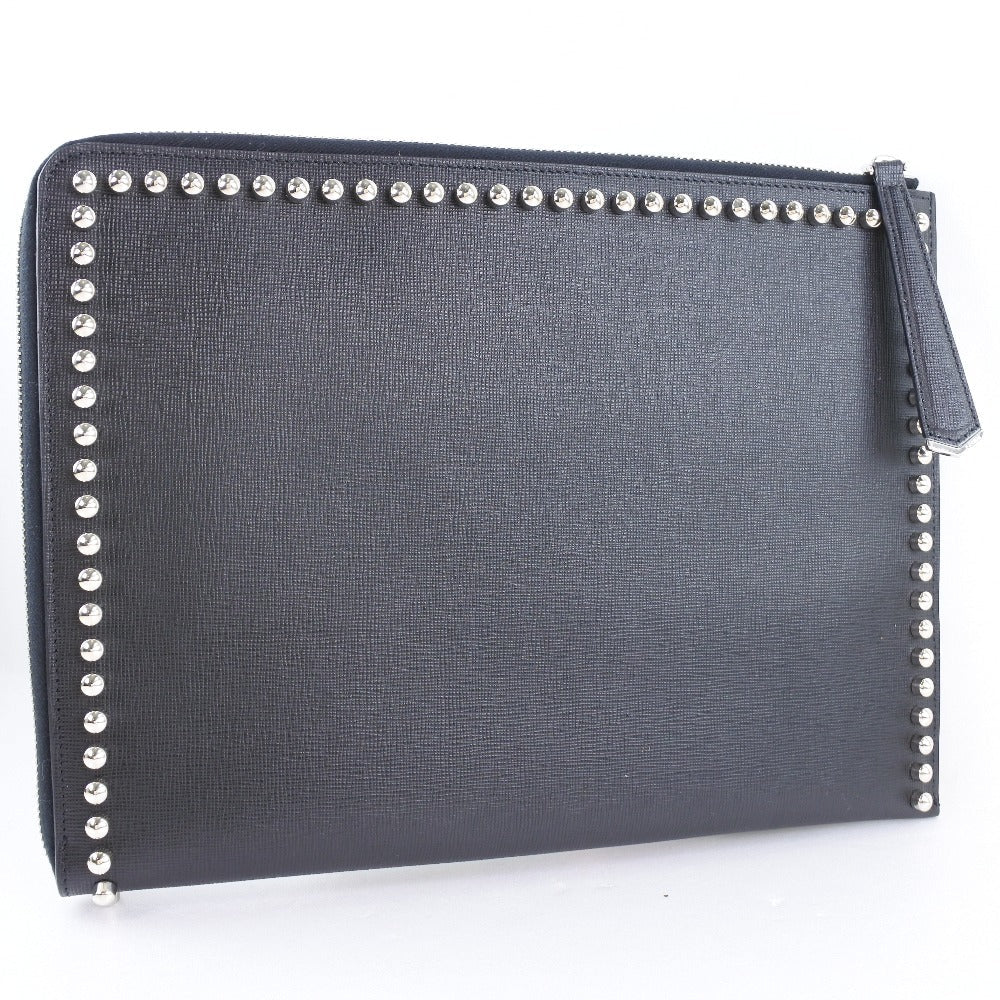 FENDI Clutch bag 8M0370 7MP F0V3X leather black Karl Lagerfeld Studs carlito flat clutch Women Used