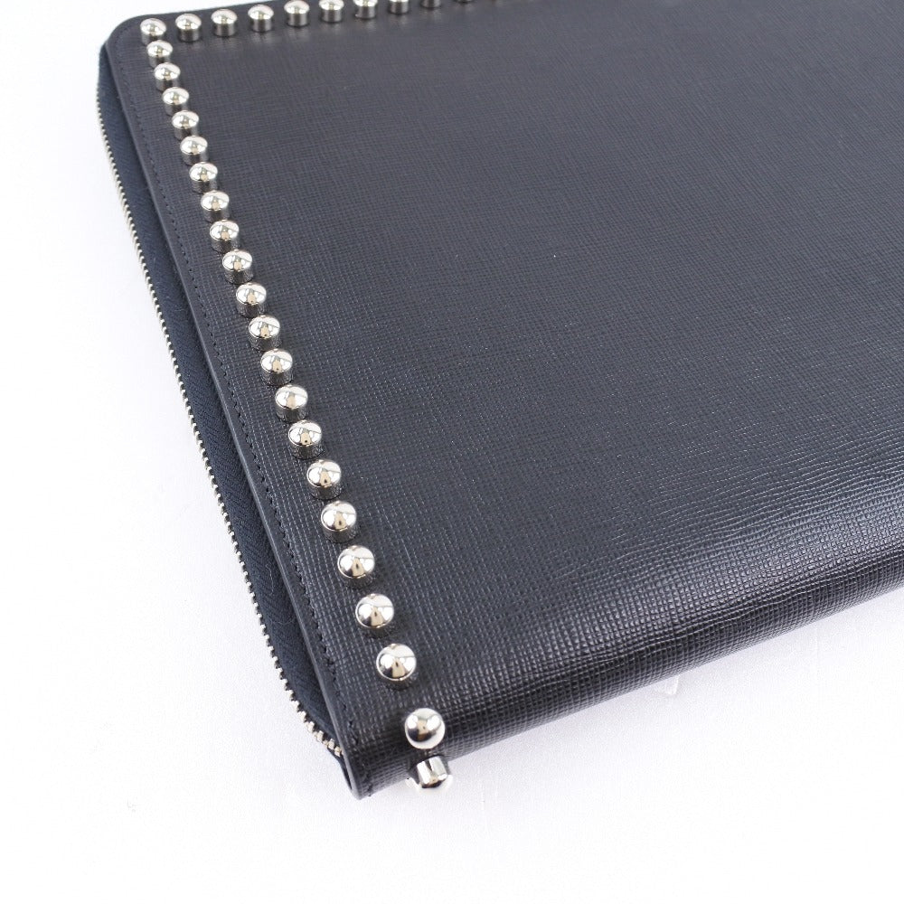 FENDI Clutch bag 8M0370 7MP F0V3X leather black Karl Lagerfeld Studs carlito flat clutch Women Used