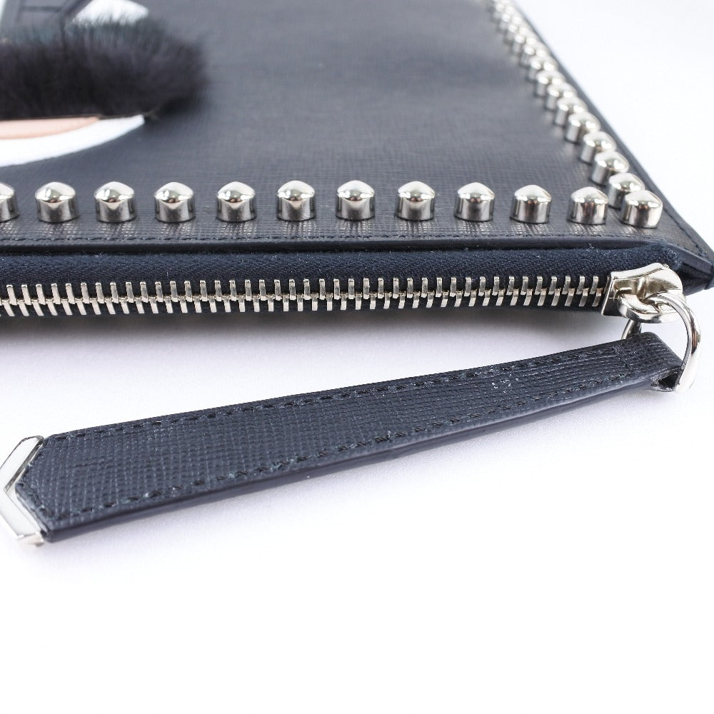 FENDI Clutch bag 8M0370 7MP F0V3X leather black Karl Lagerfeld Studs carlito flat clutch Women Used