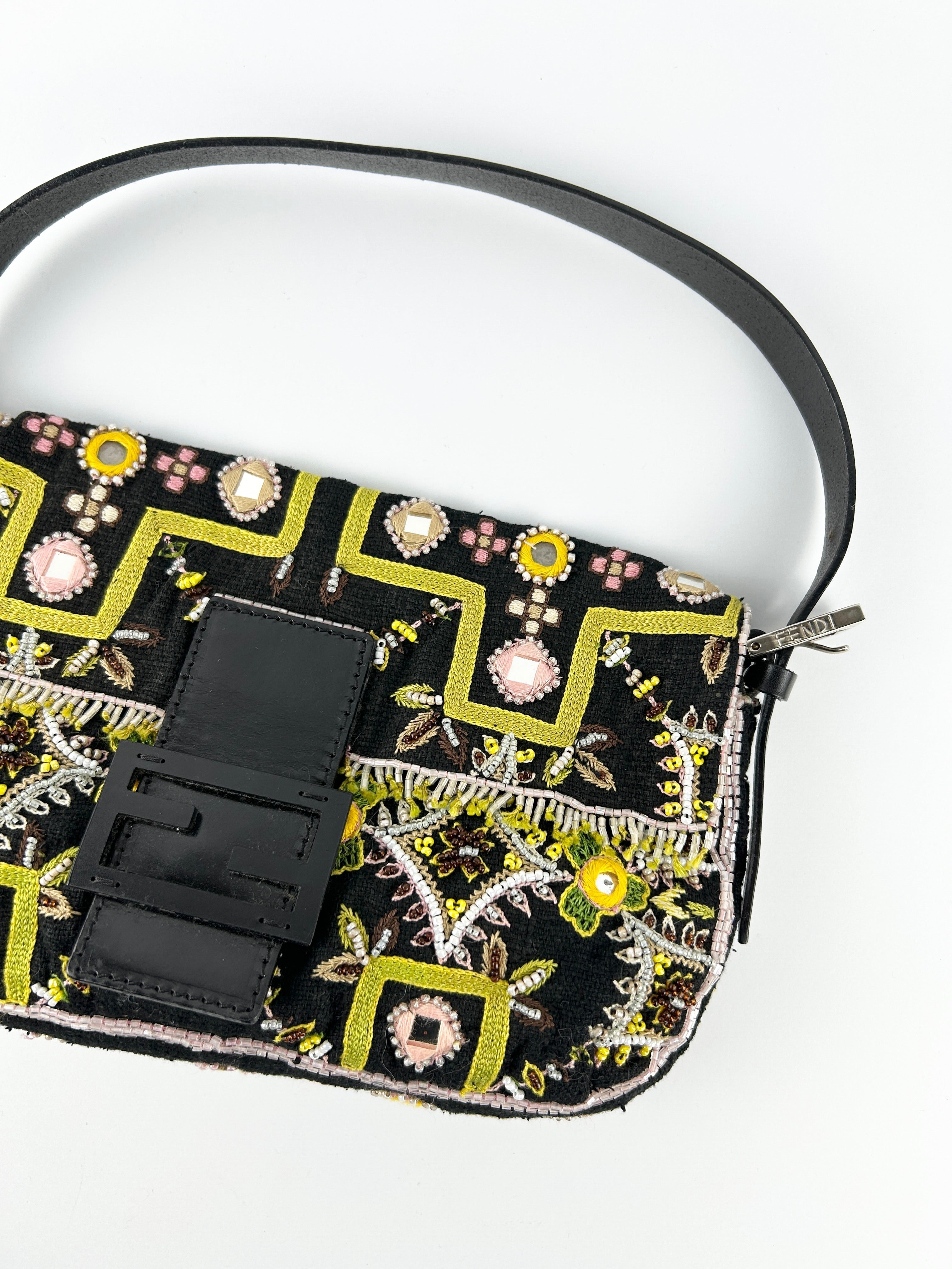Vintage Fendi Beaded Baguette Shoulder Bag
