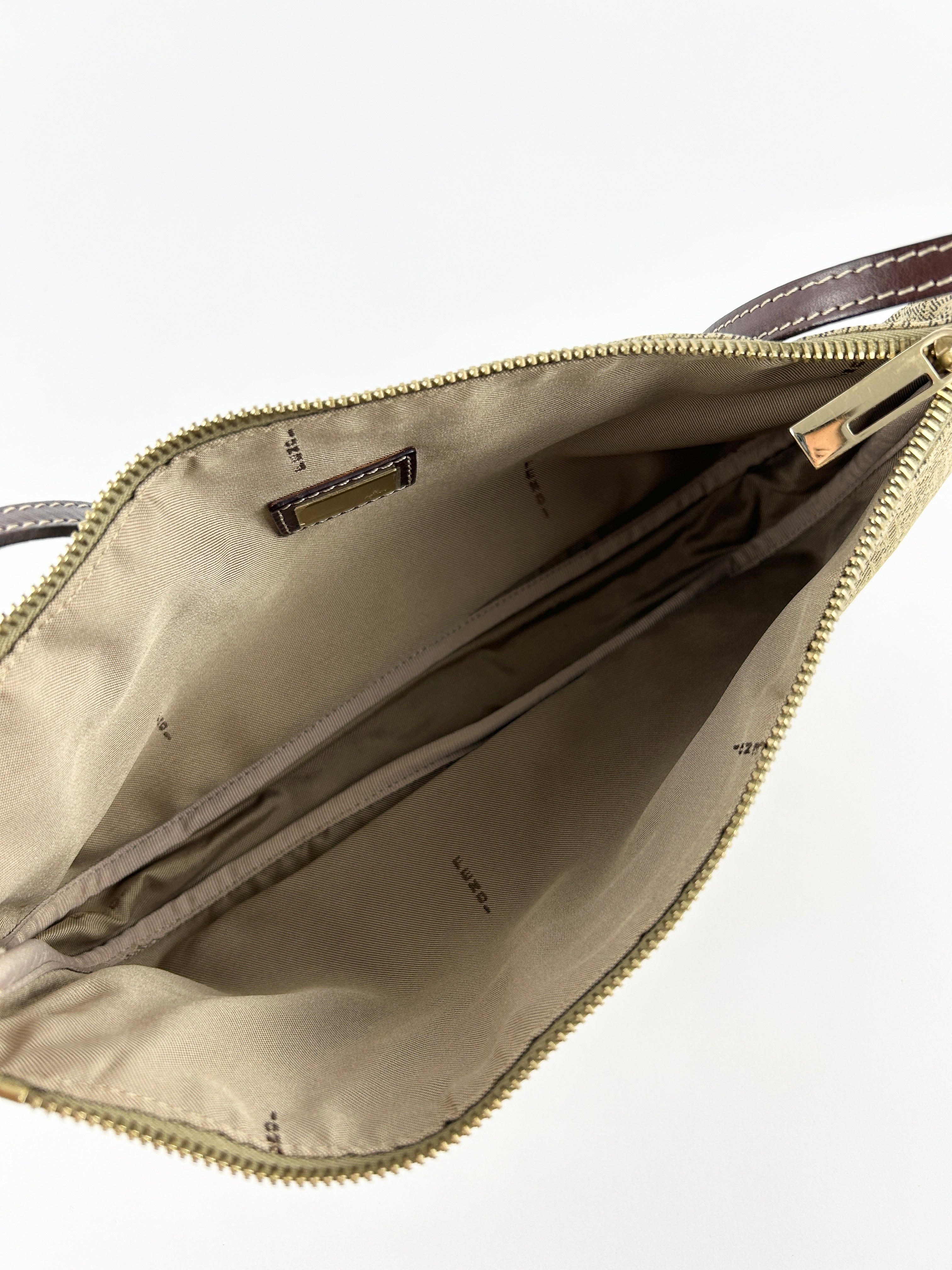 Vintage Fendi Zucca Mini FF Croissant Shoulder Bag
