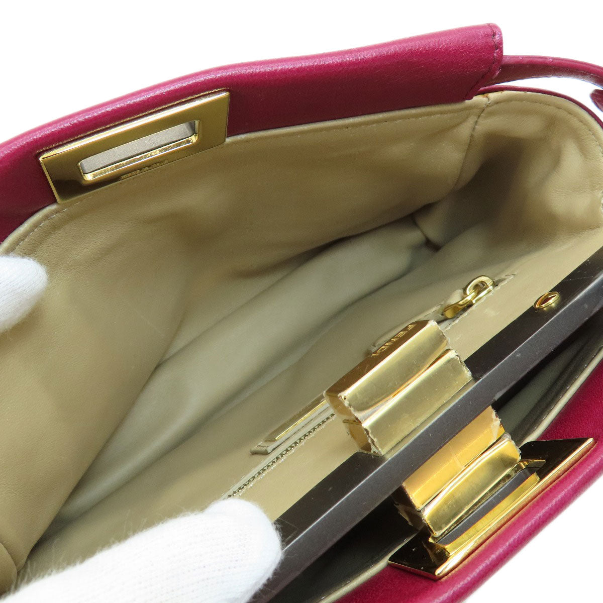 FENDI Handbag Calfskin purple Peek-a-boo mini Women Used