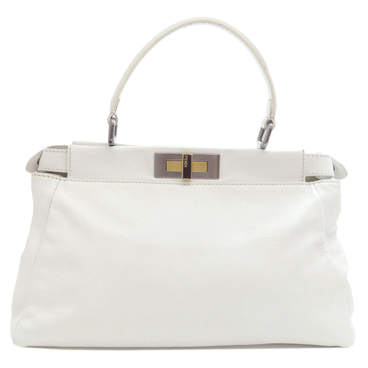 FENDI Handbag Calfskin white Peekaboo 2WAY Women Used