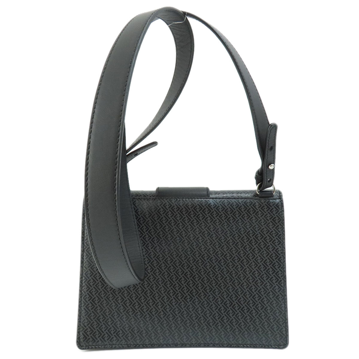 FENDI Shoulder Bag leather black logo Women Used