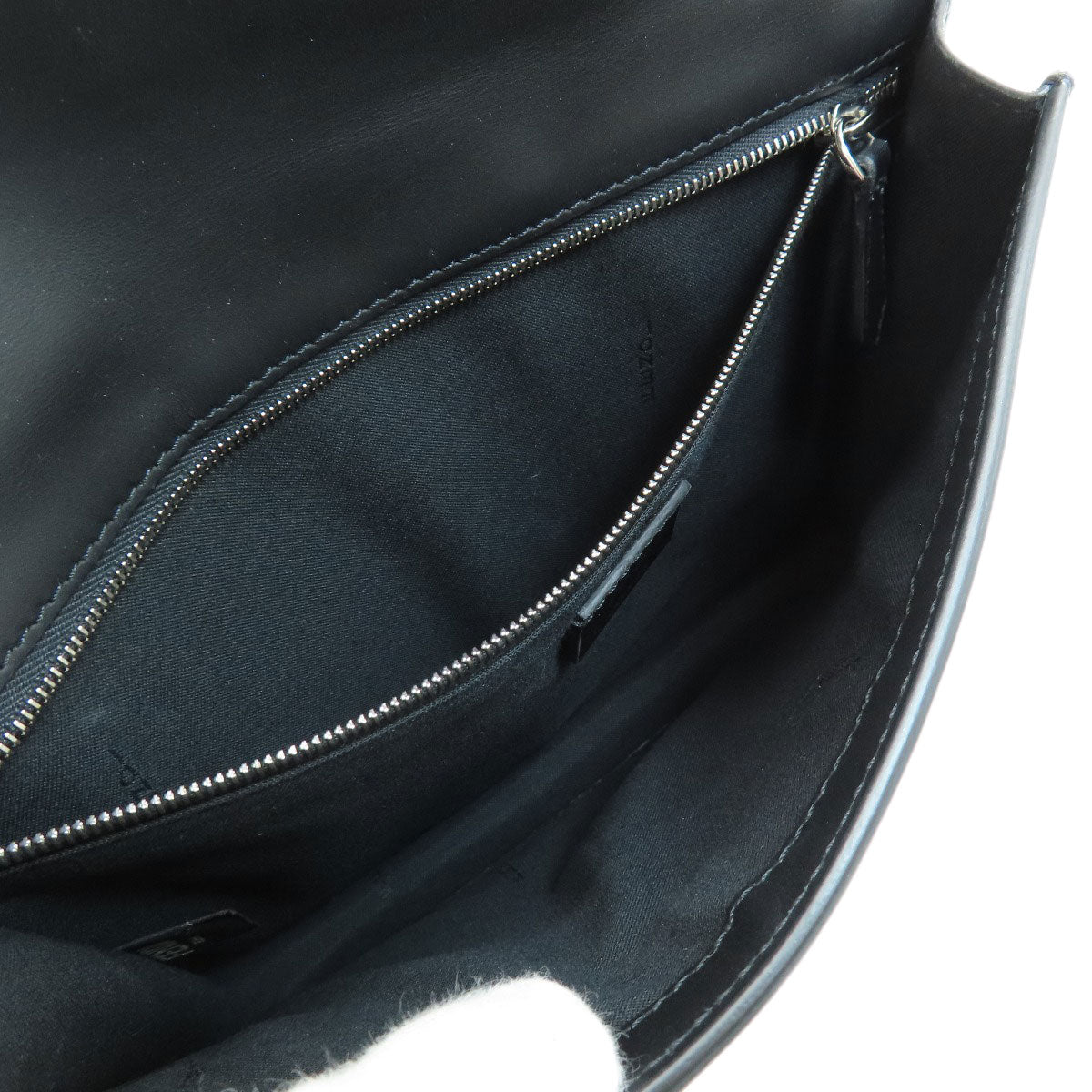 FENDI Shoulder Bag leather black logo Women Used