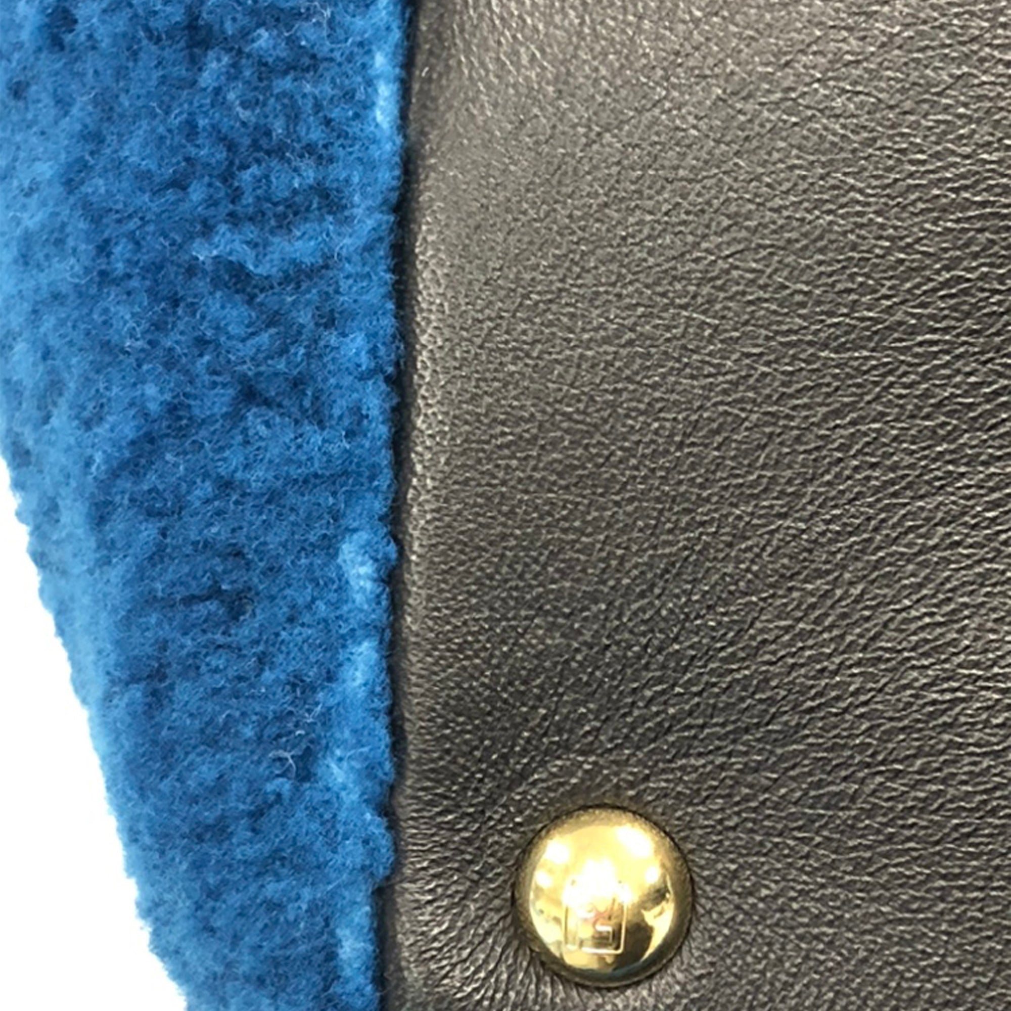 Blue Fendi Medium Shearling 2Jours Satchel