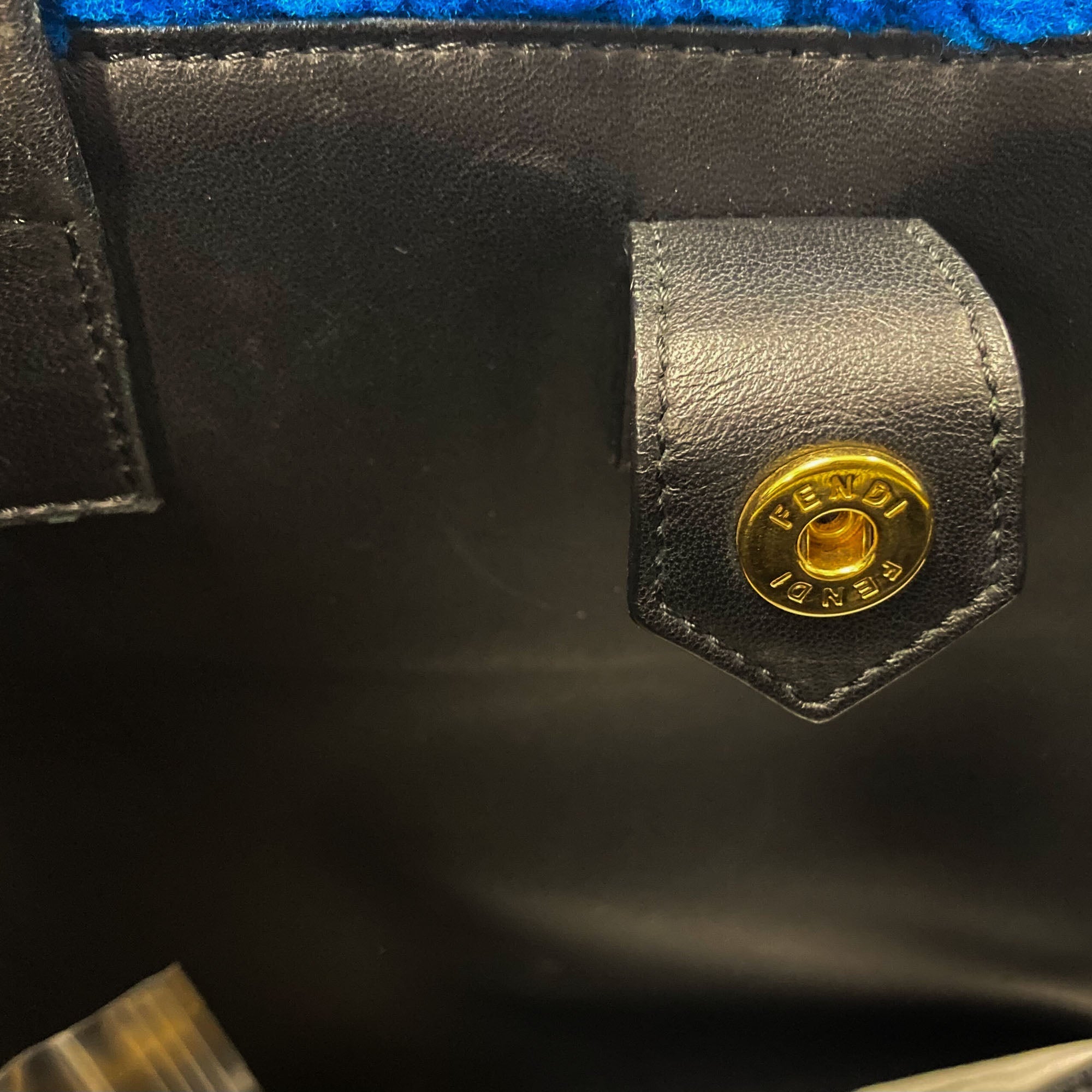 Blue Fendi Medium Shearling 2Jours Satchel