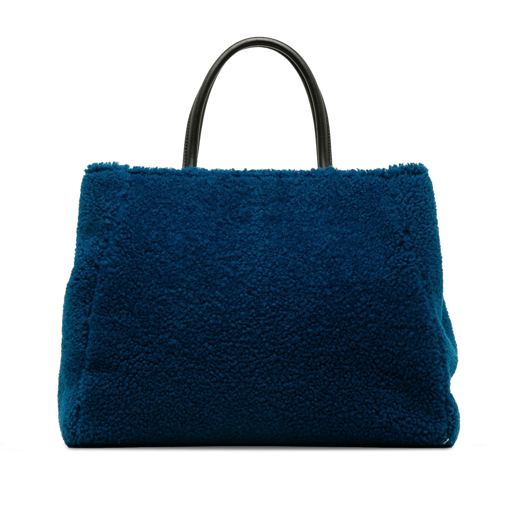 Blue Fendi Medium Shearling 2Jours Satchel