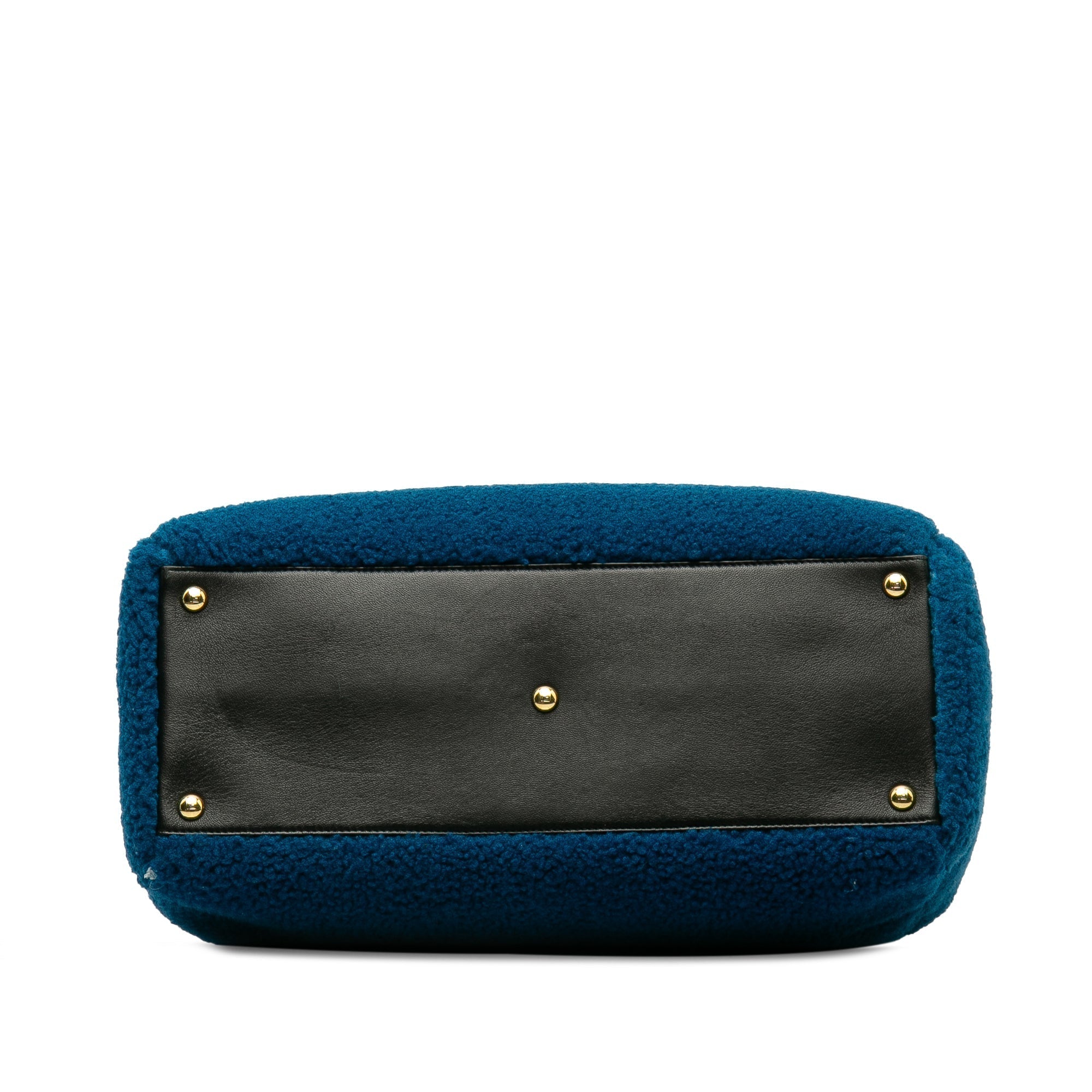 Blue Fendi Medium Shearling 2Jours Satchel