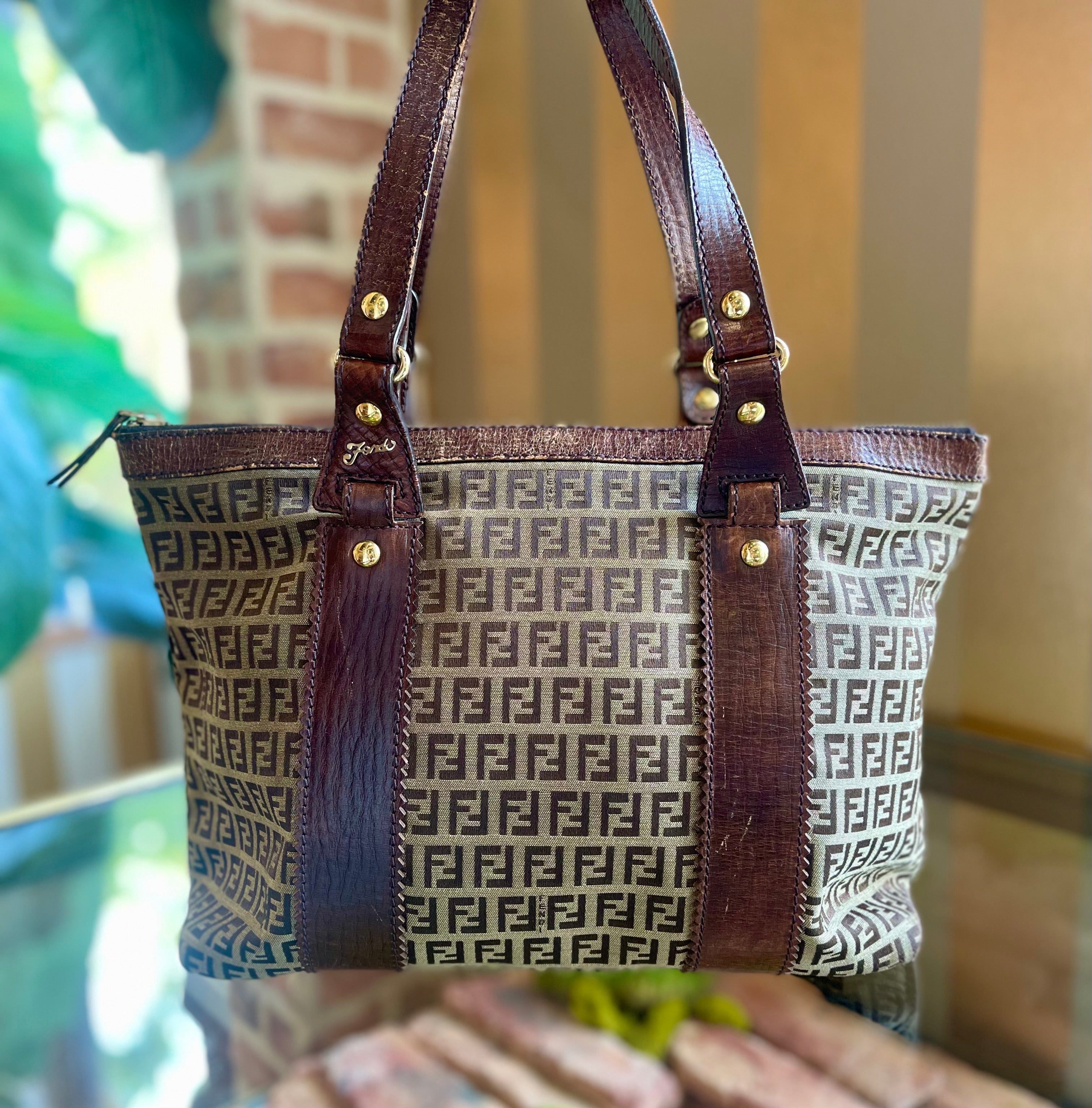 FENDI Brown Zucchino Tote