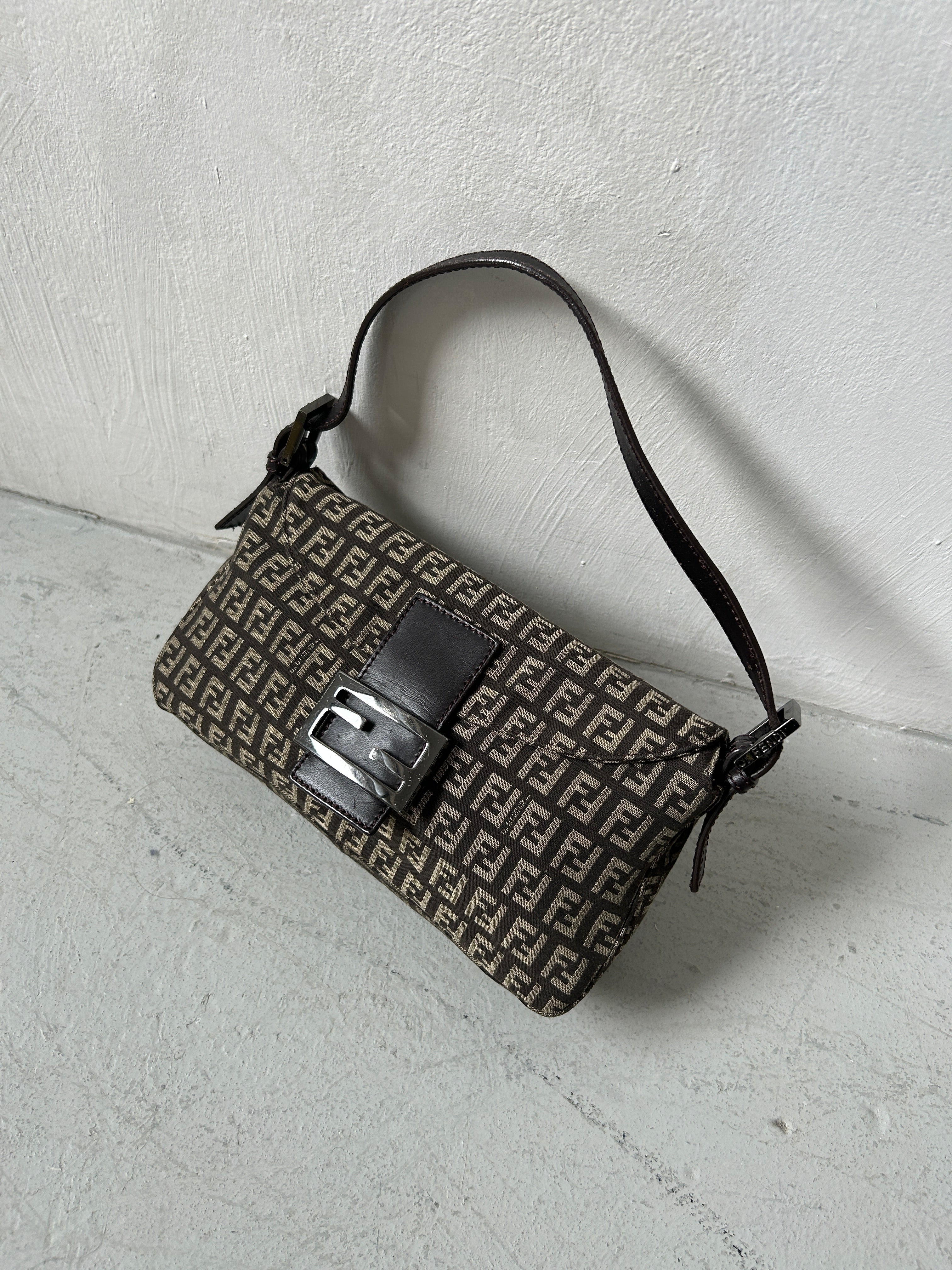 Vintage Fendi Zucca Baguette Shoulder Bag