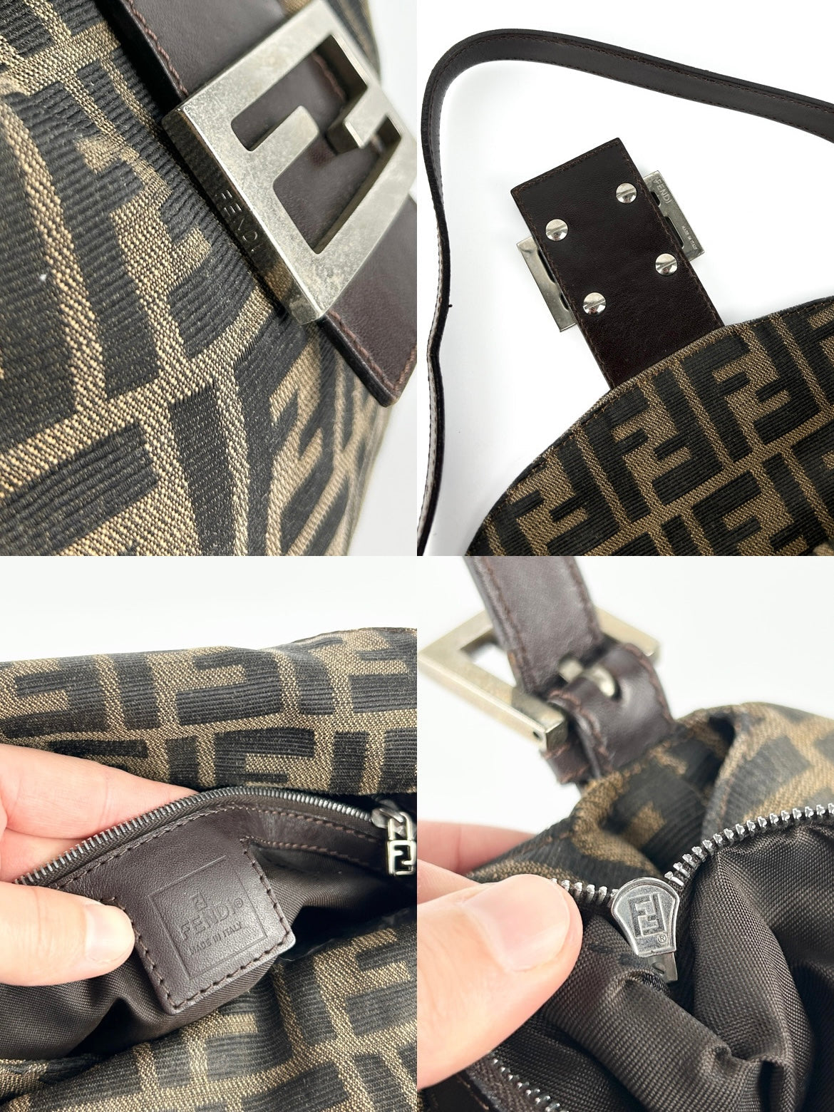 Vintage Fendi Zucca Mamma Baguette Shoulder Bag