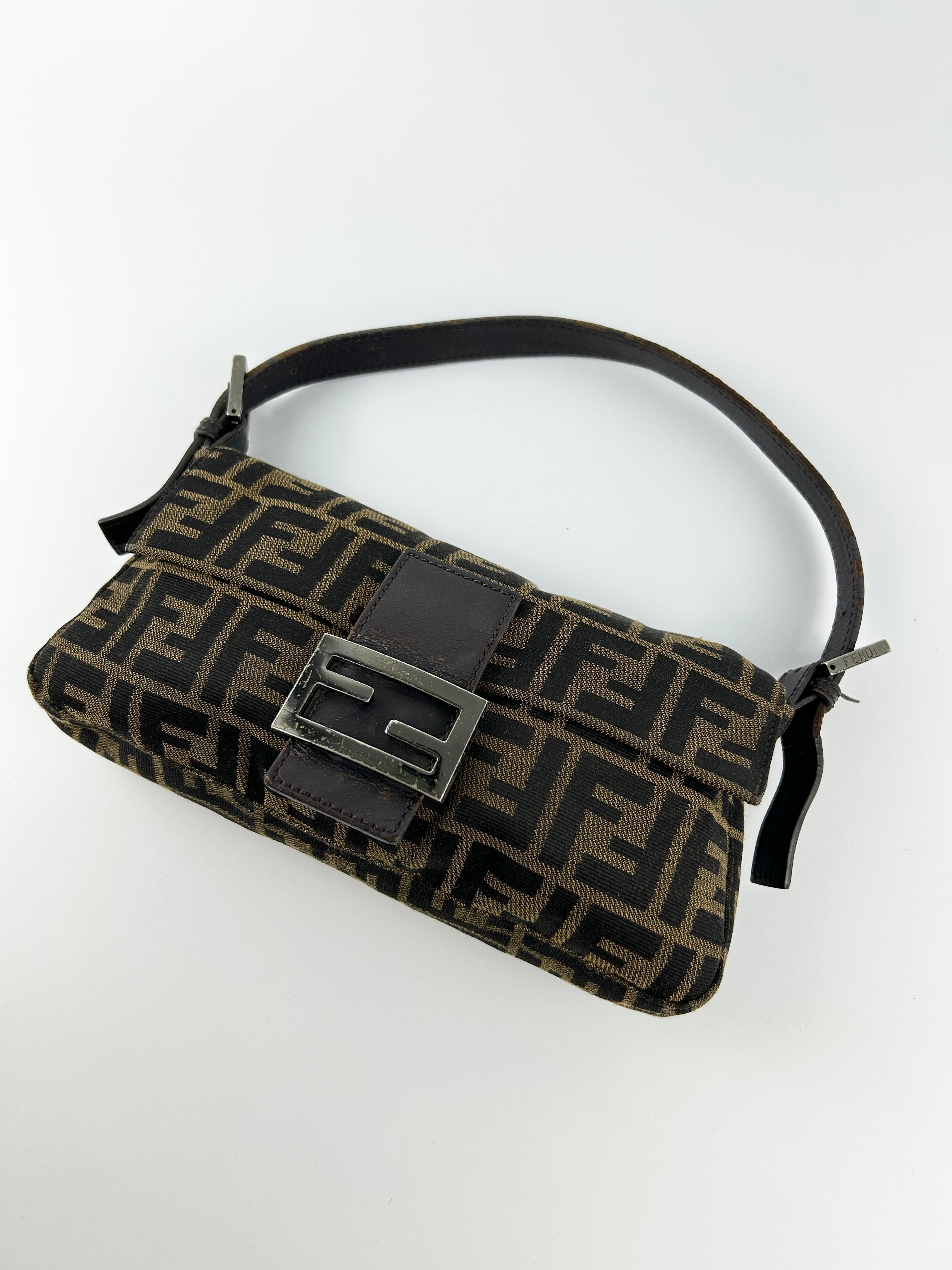 Vintage Fendi Zucca Baguette Shoulder Bag