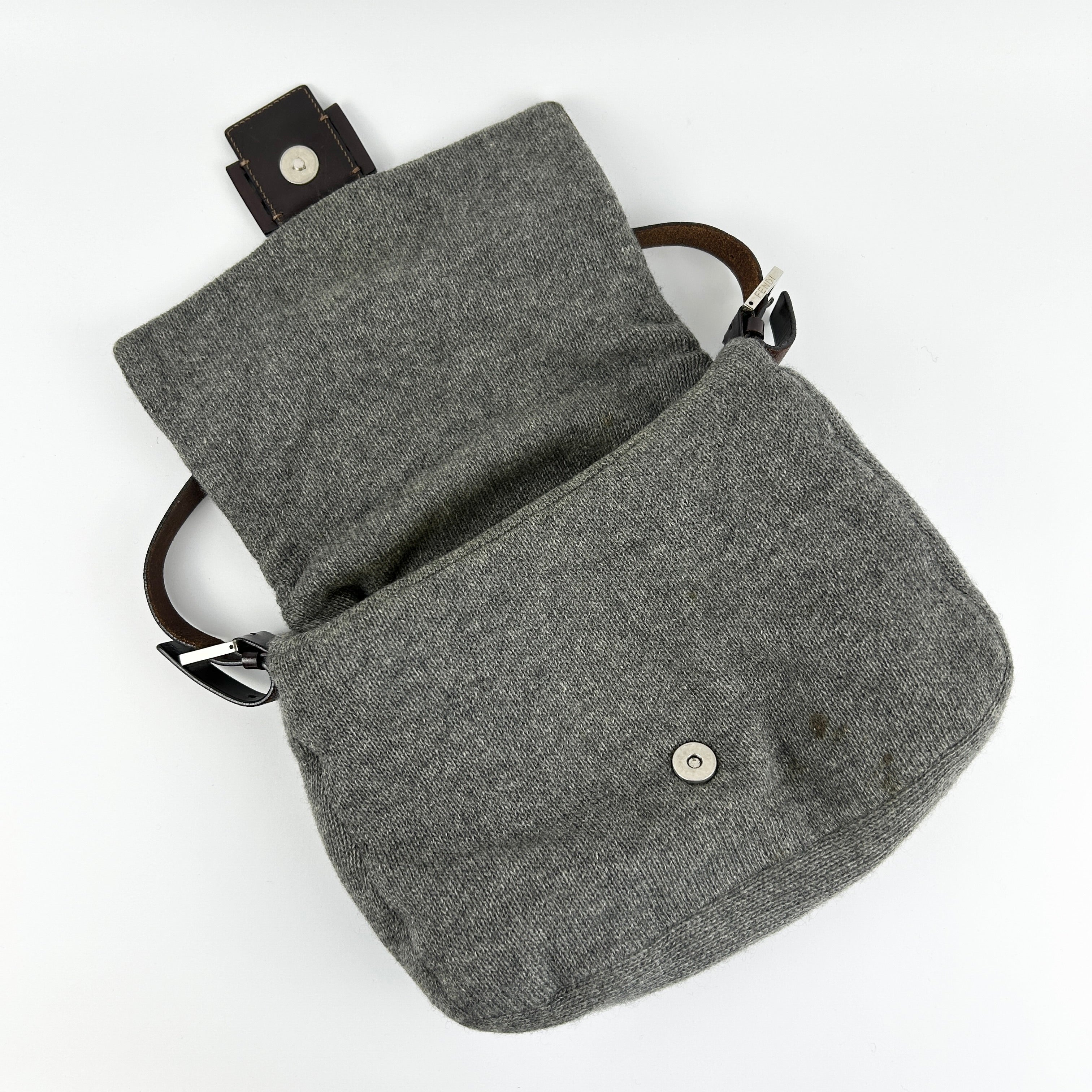 Vintage Fendi Wool Mamma Baguette Shoulder Bag