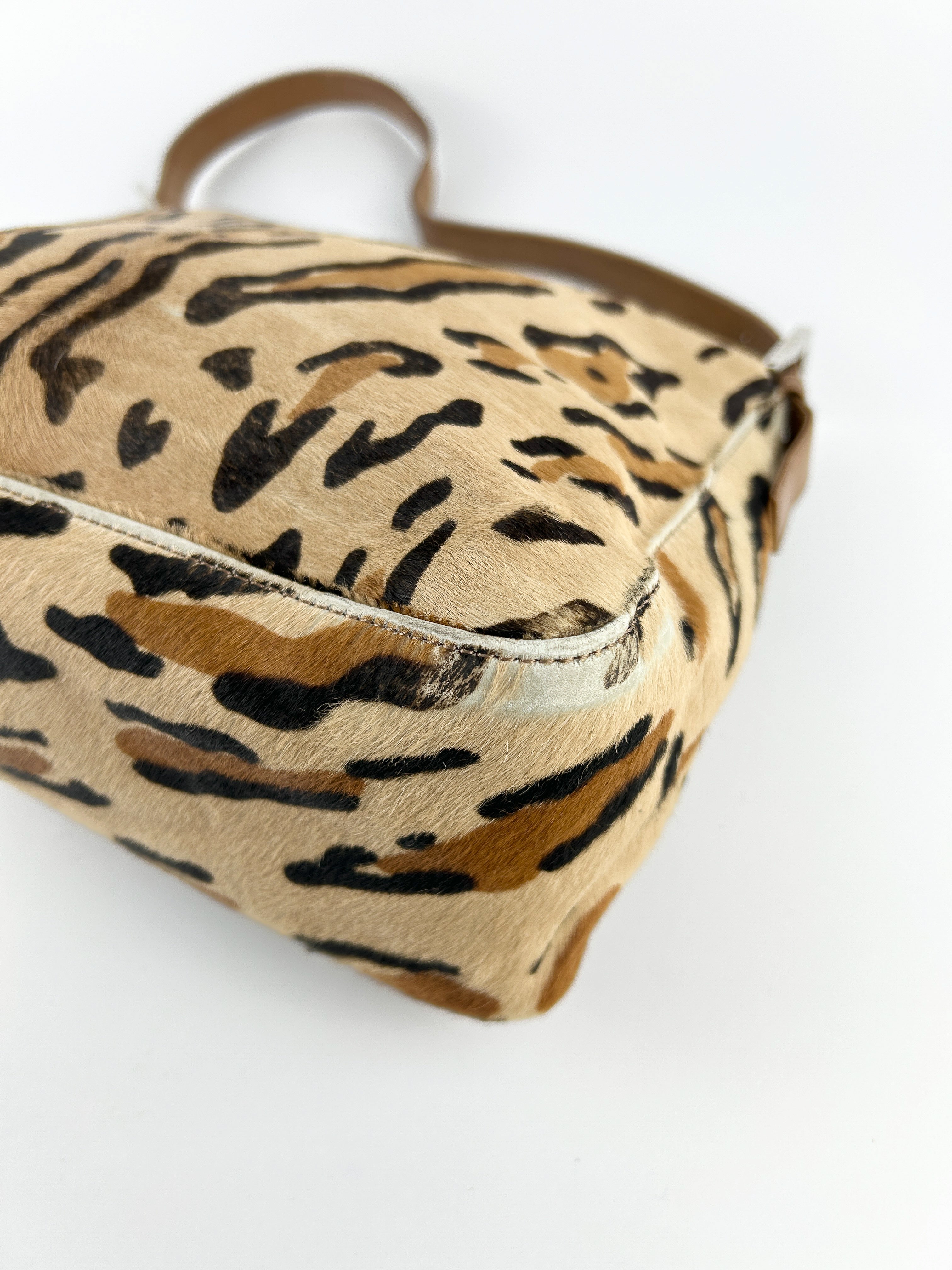 Vintage Fendi Animal Print Calf Hair Mamma Baguette Shoulder Bag