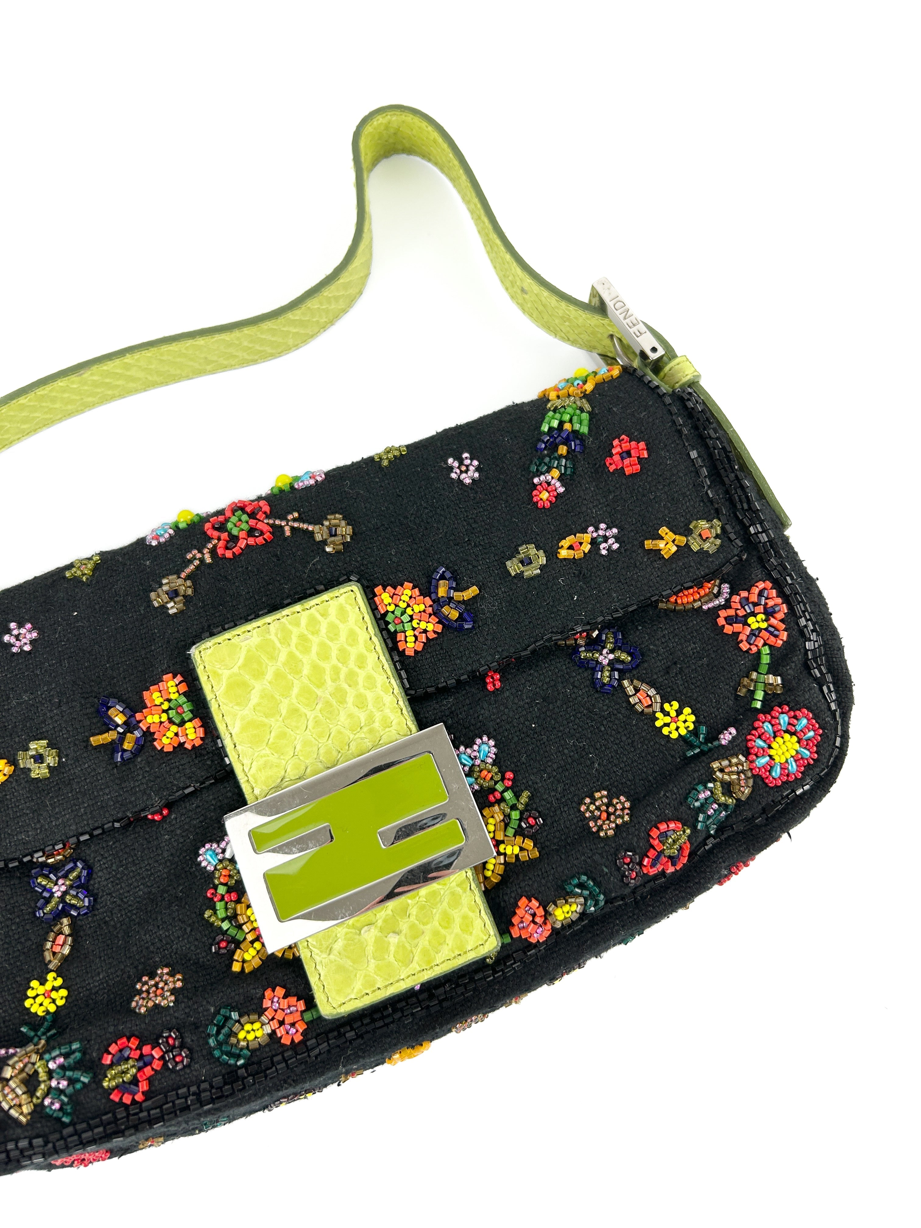 Vintage Fendi Beaded Baguette Shoulder Bag