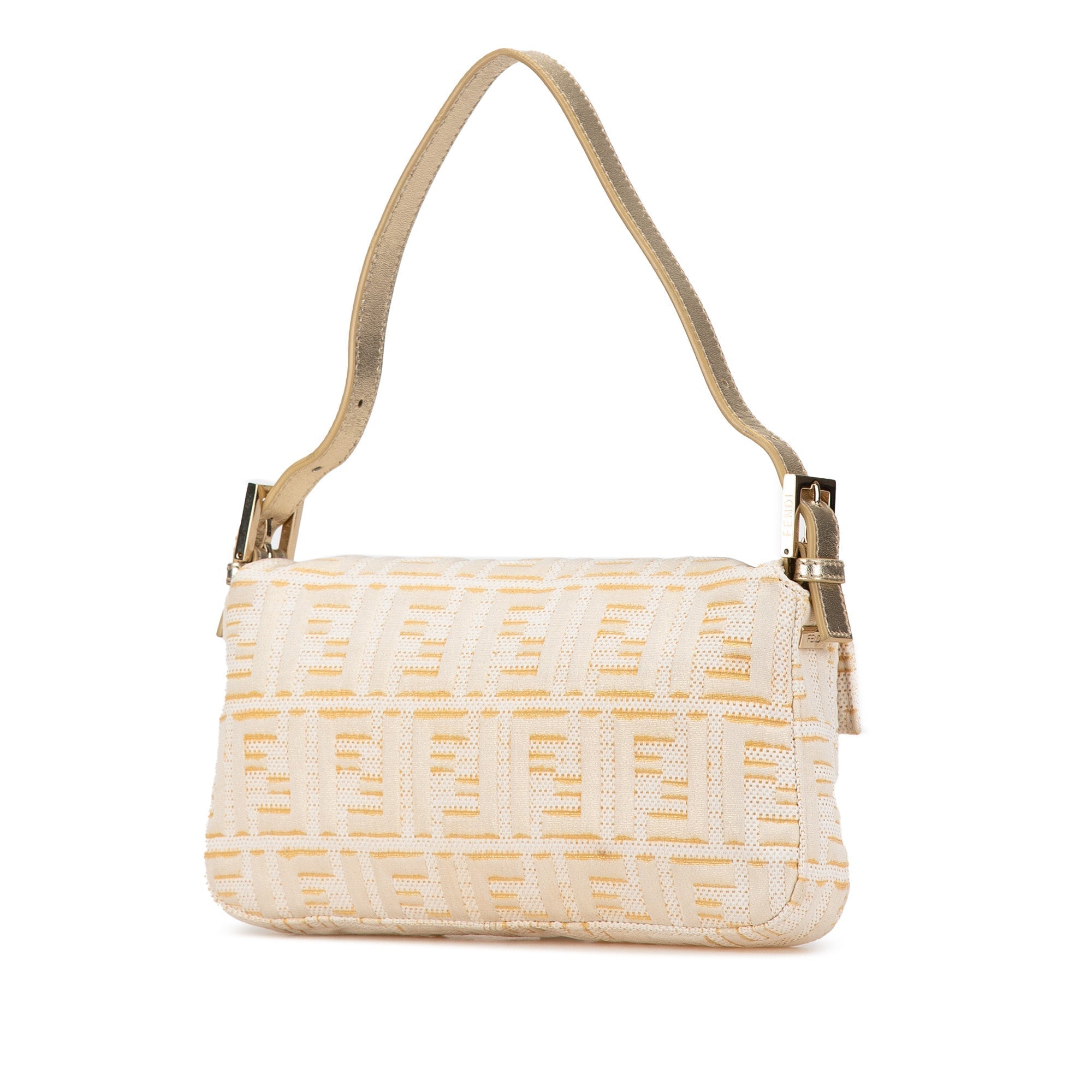 Gold Fendi Zucca Metallic Lurex Baguette Shoulder Bag