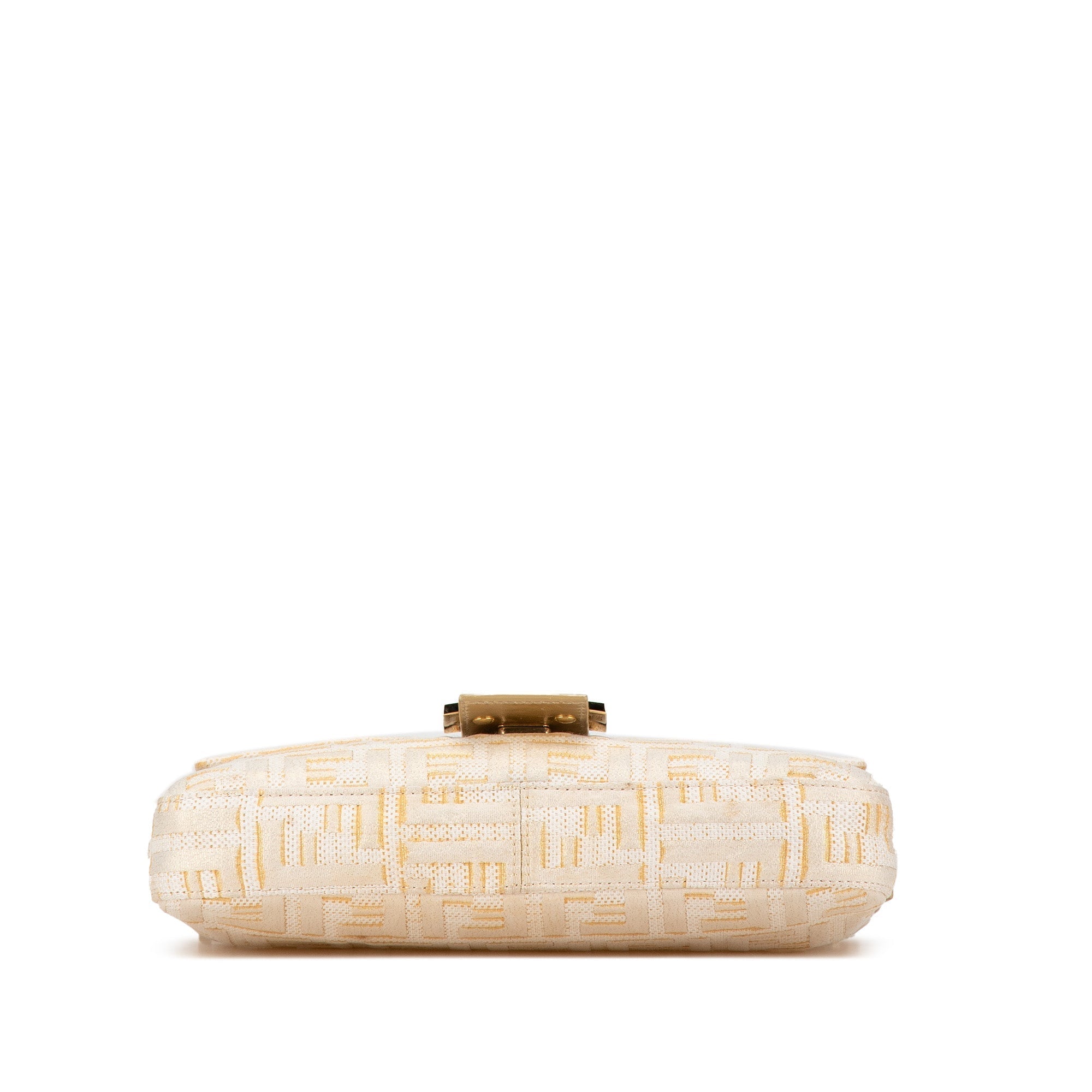 Gold Fendi Zucca Metallic Lurex Baguette Shoulder Bag