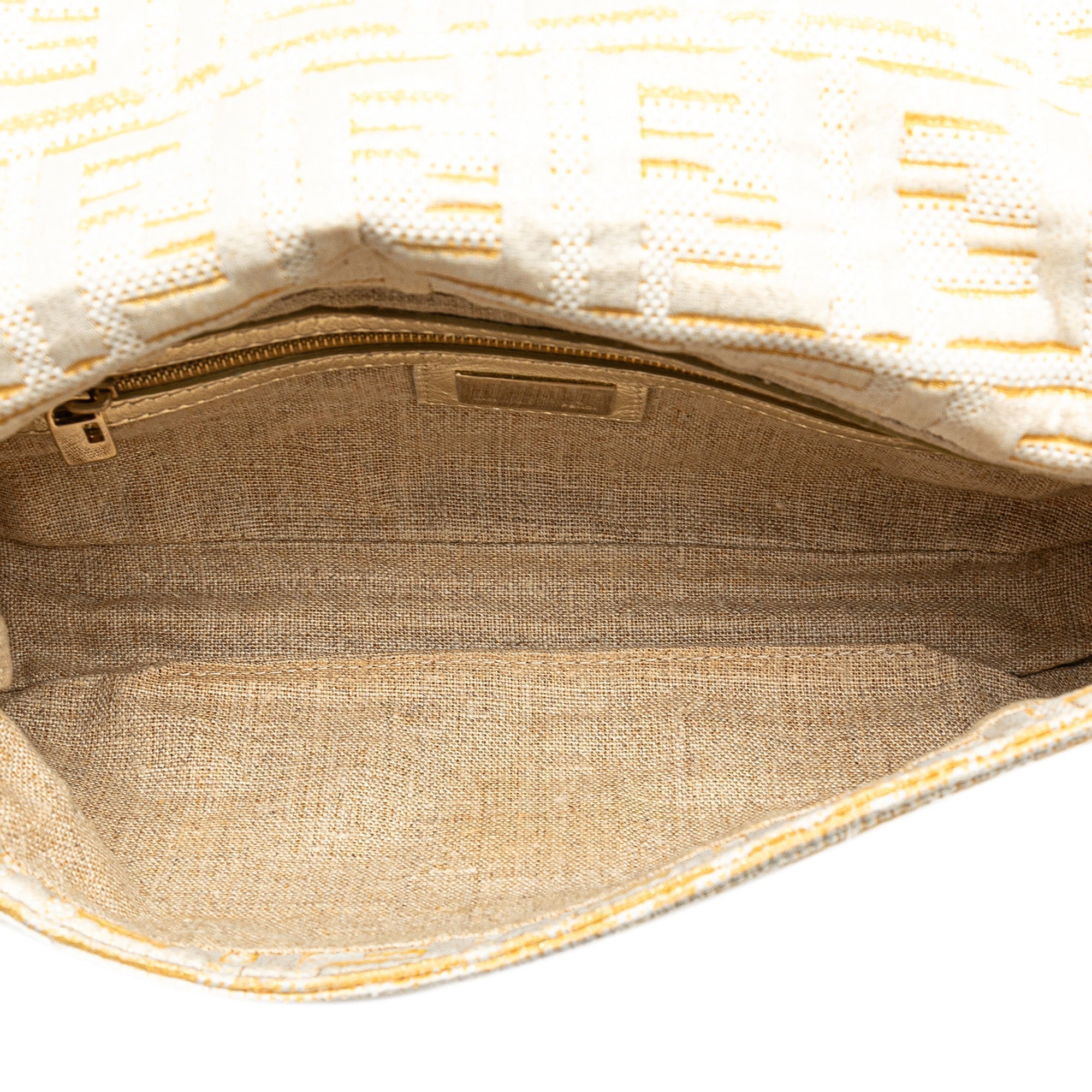 Gold Fendi Zucca Metallic Lurex Baguette Shoulder Bag