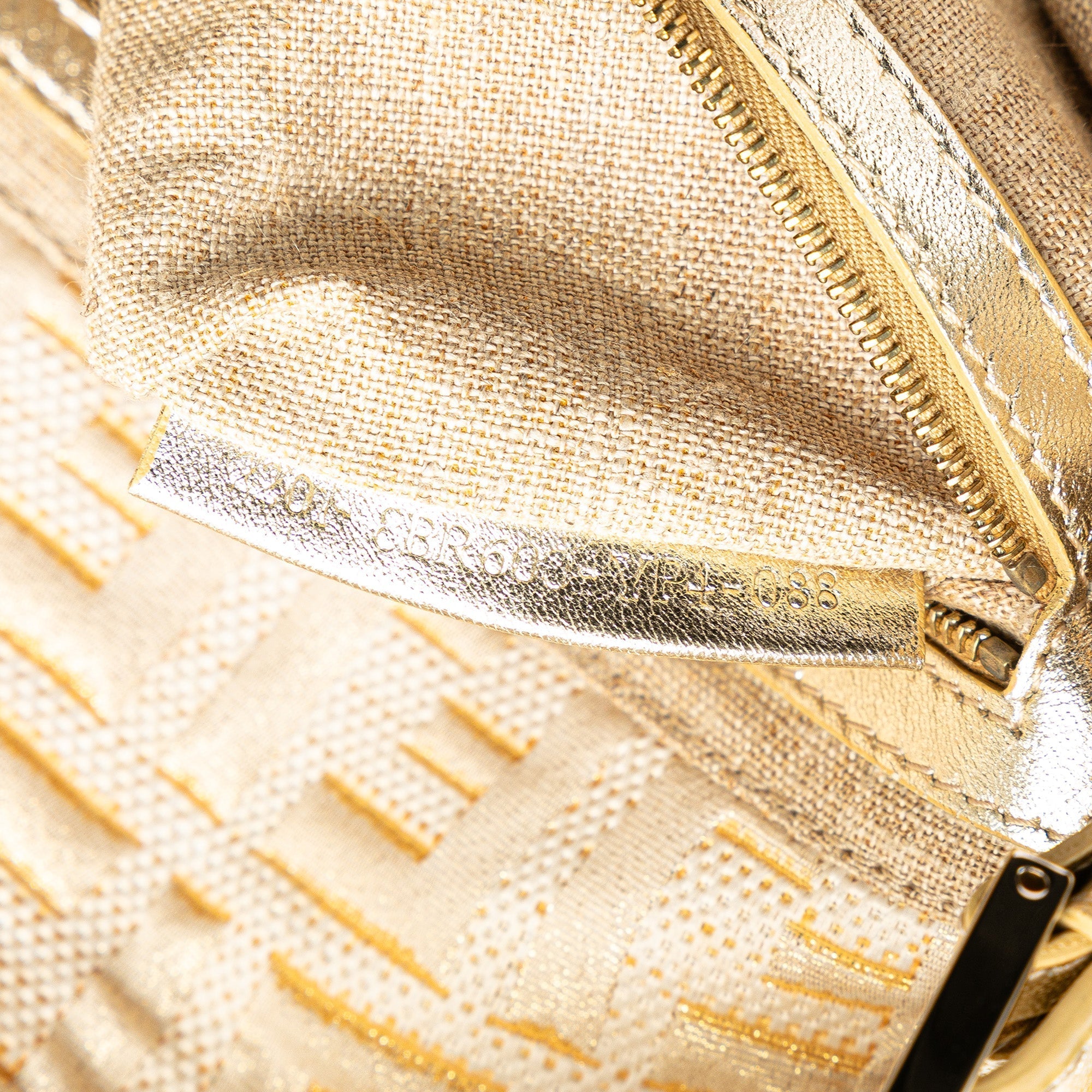 Gold Fendi Zucca Metallic Lurex Baguette Shoulder Bag