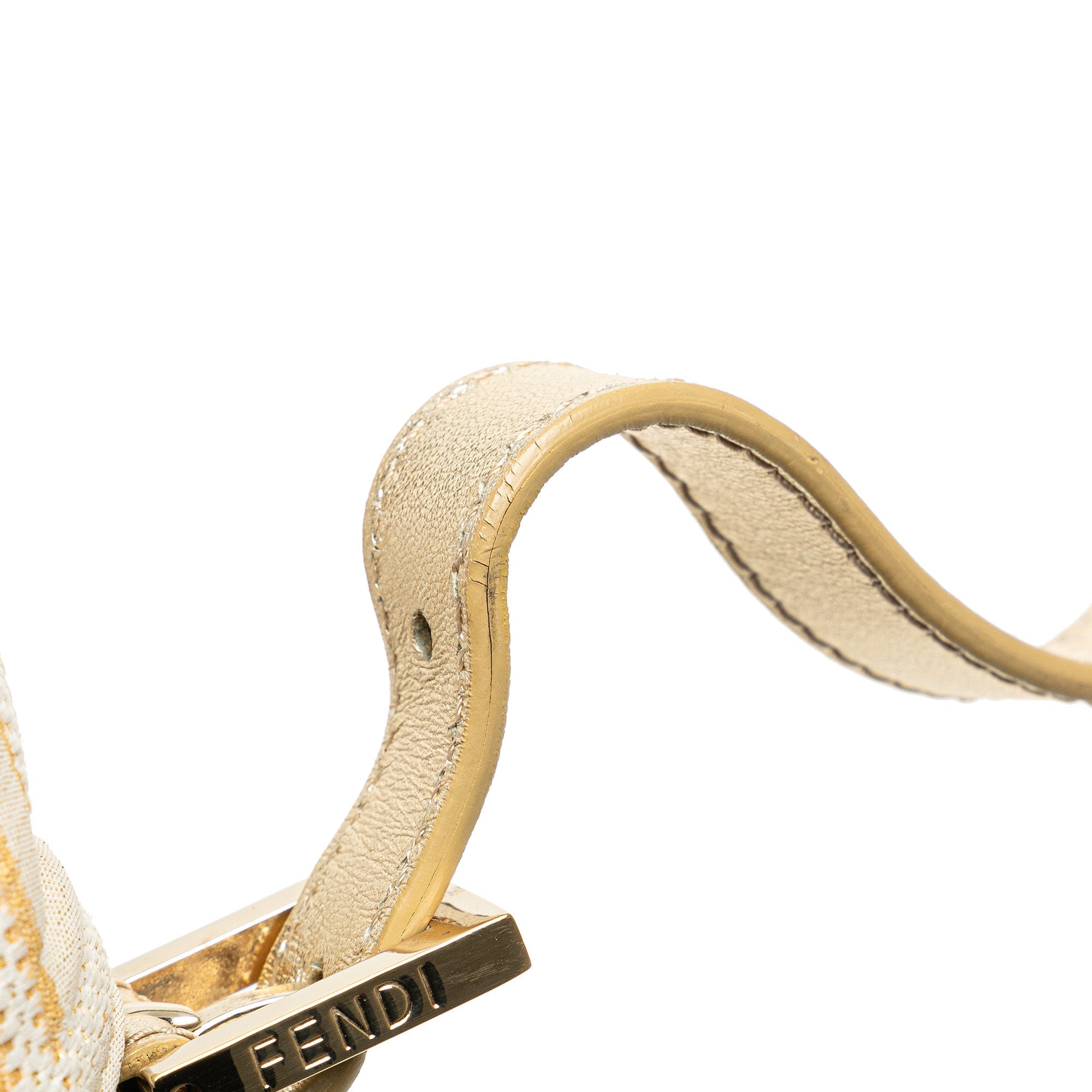 Gold Fendi Zucca Metallic Lurex Baguette Shoulder Bag