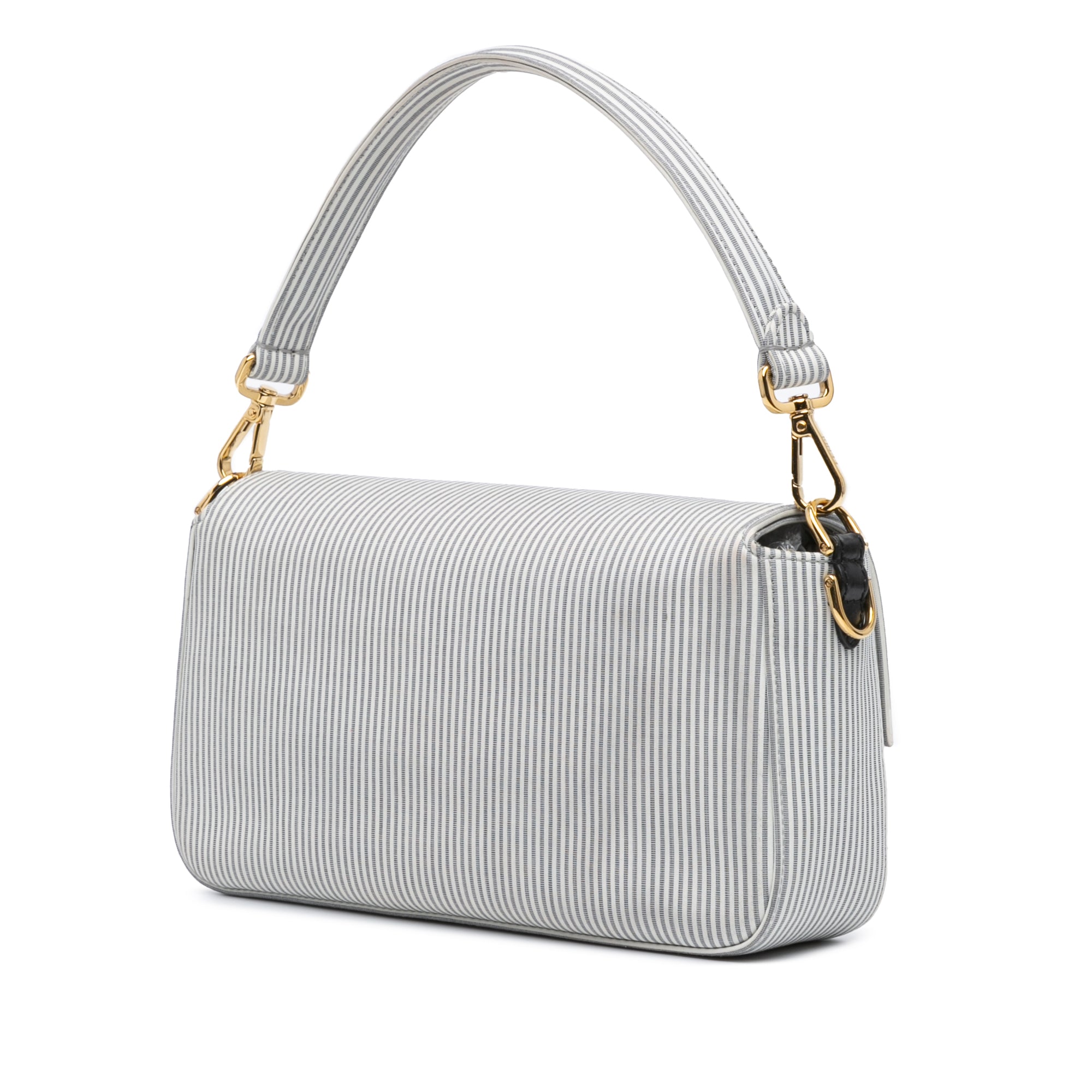Grey Fendi Striped Jersey Baguette Satchel